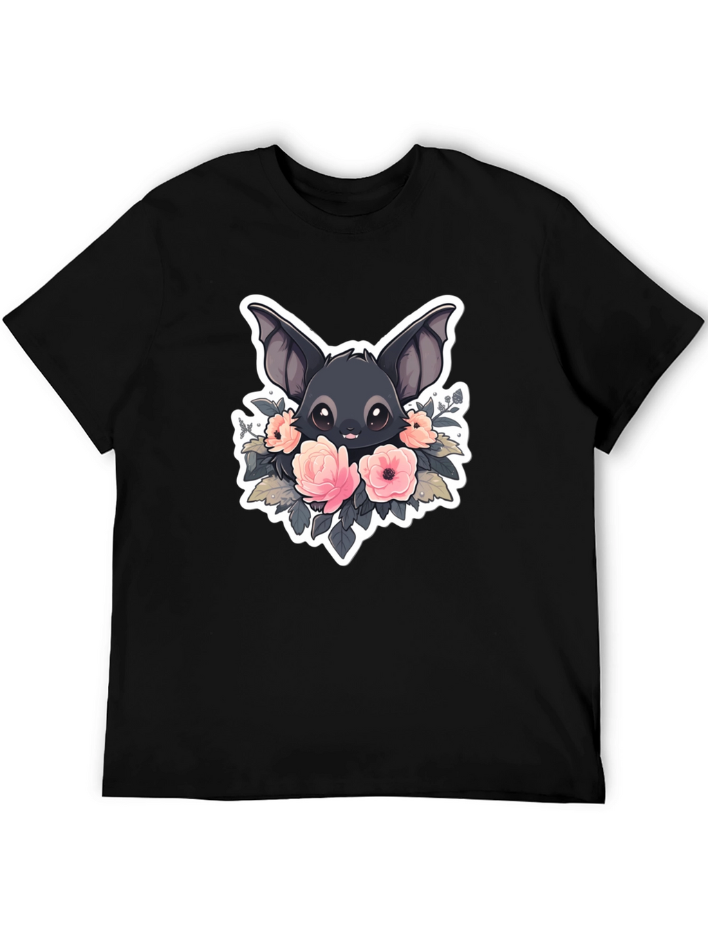 Cute Bat with Flowers Graphic T-Shirt