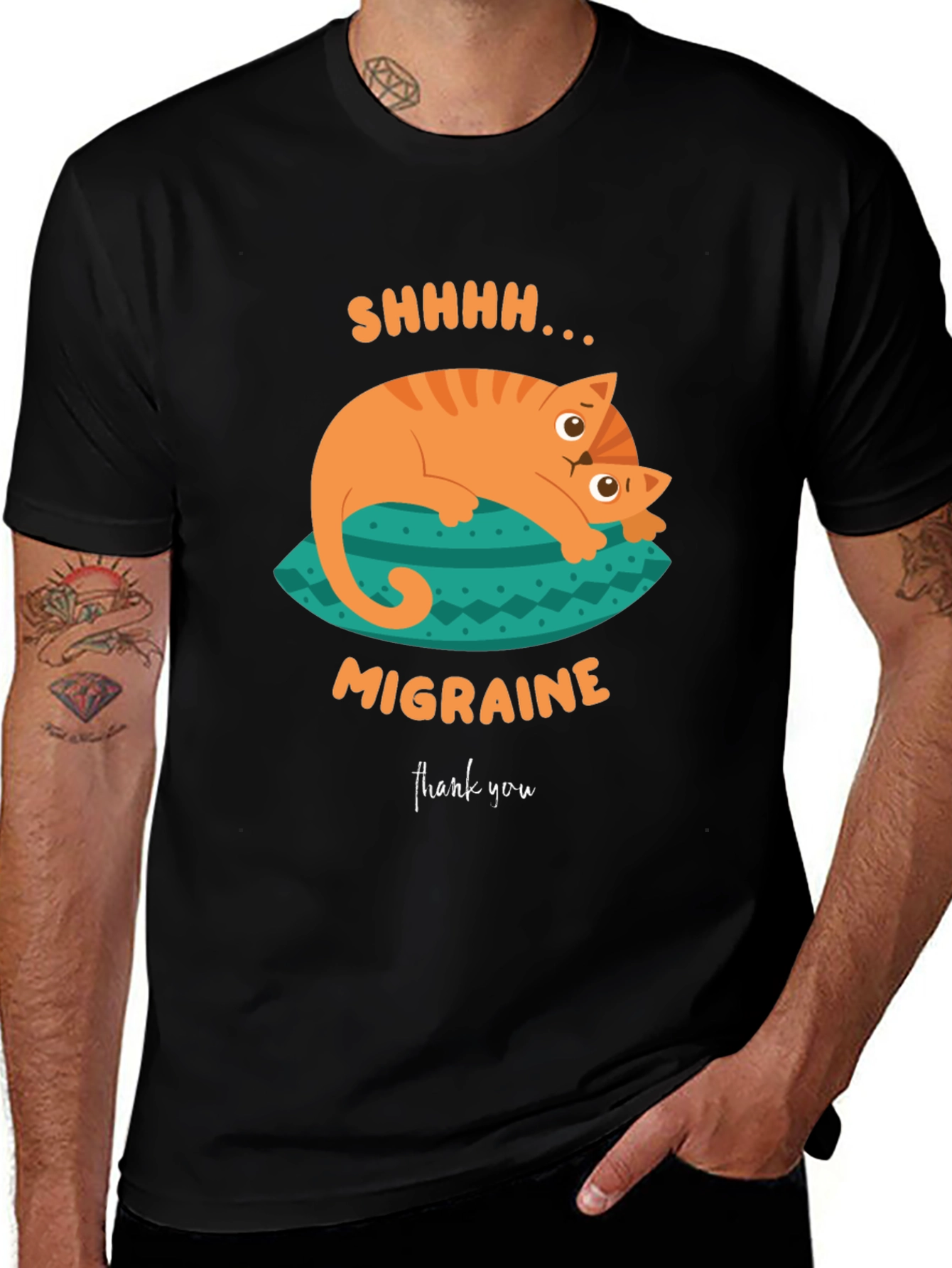 Migraine Cat T-Shirt Novelty Graphic Tee