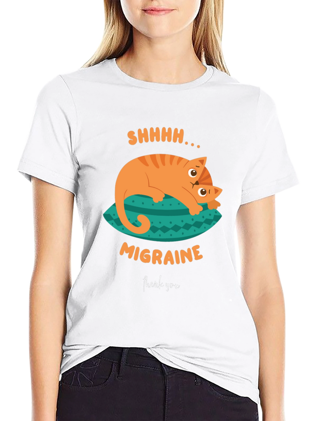 Migraine Cat T-Shirt Novelty Graphic Tee