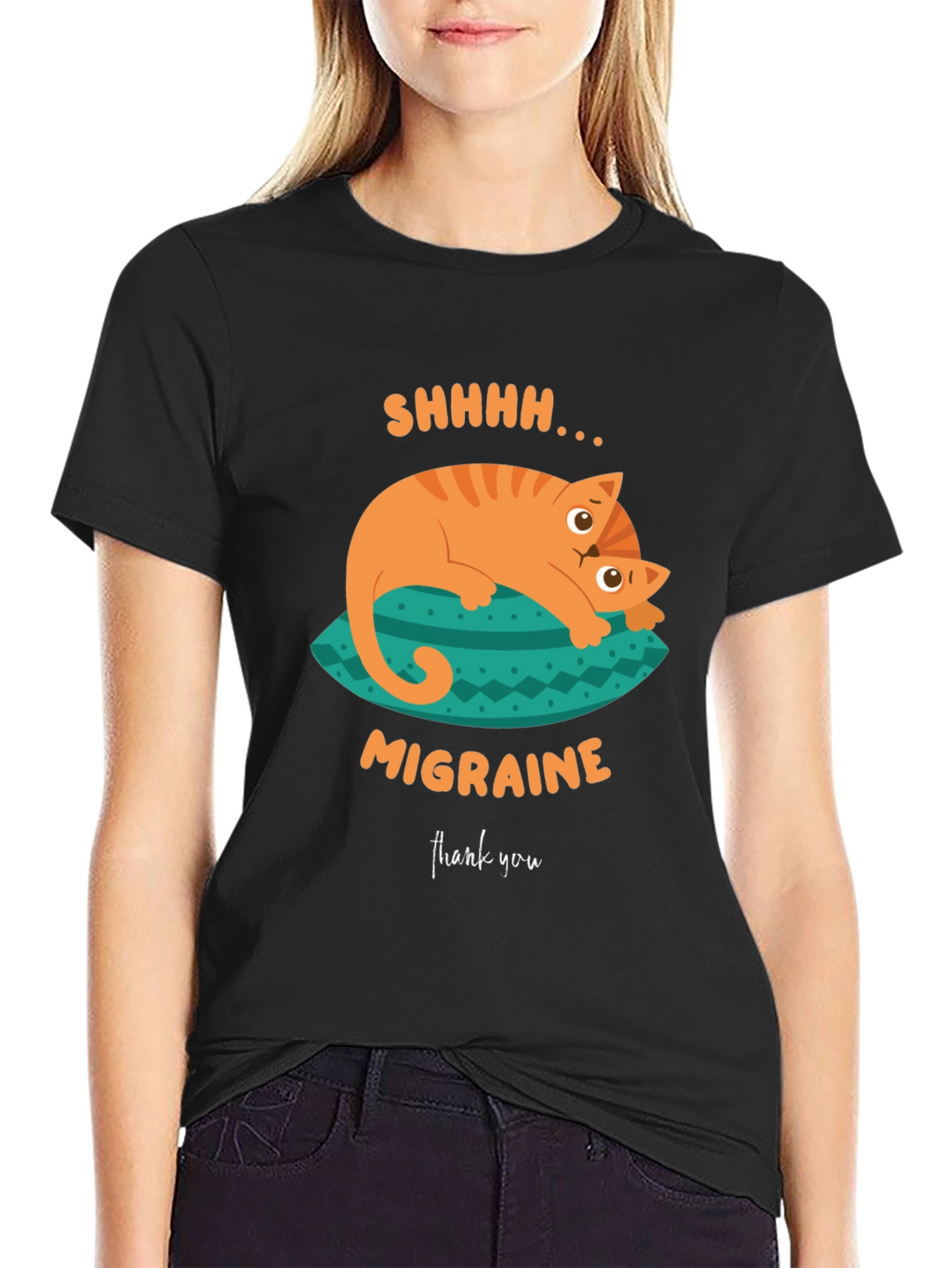 Migraine Cat T-Shirt Novelty Graphic Tee