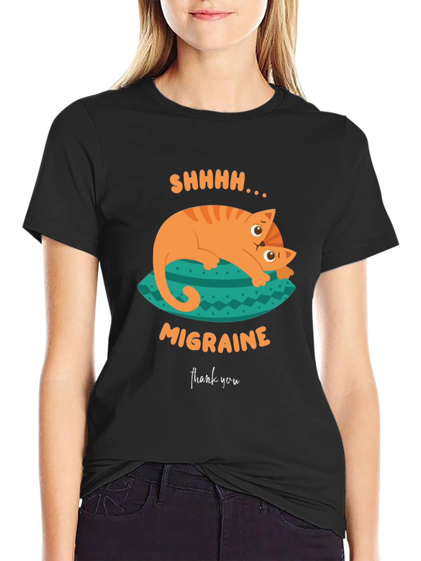 Migraine Cat T-Shirt Novelty Graphic Tee