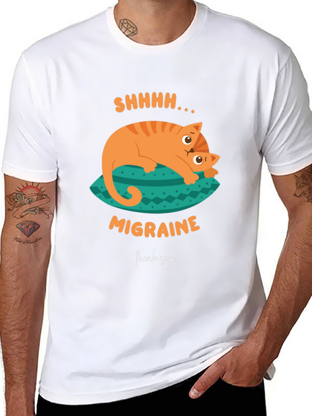 Migraine Cat T-Shirt Novelty Graphic Tee