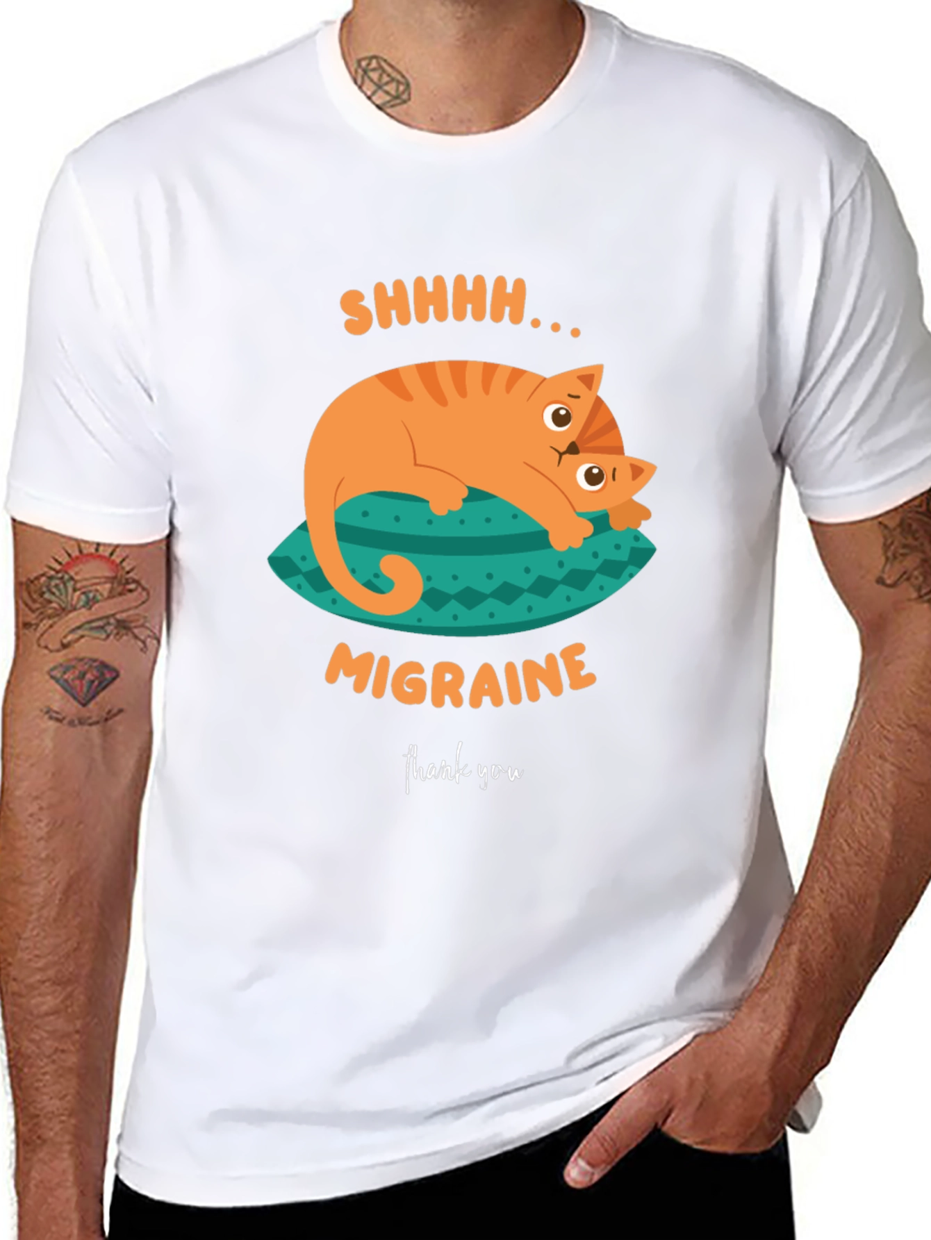 Migraine Cat T-Shirt Novelty Graphic Tee