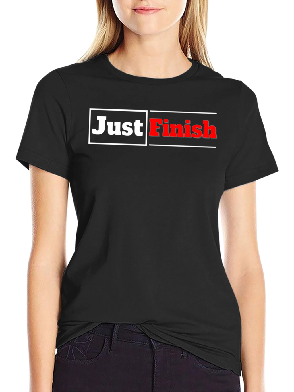 Just Finish Black Graphic T-Shirt