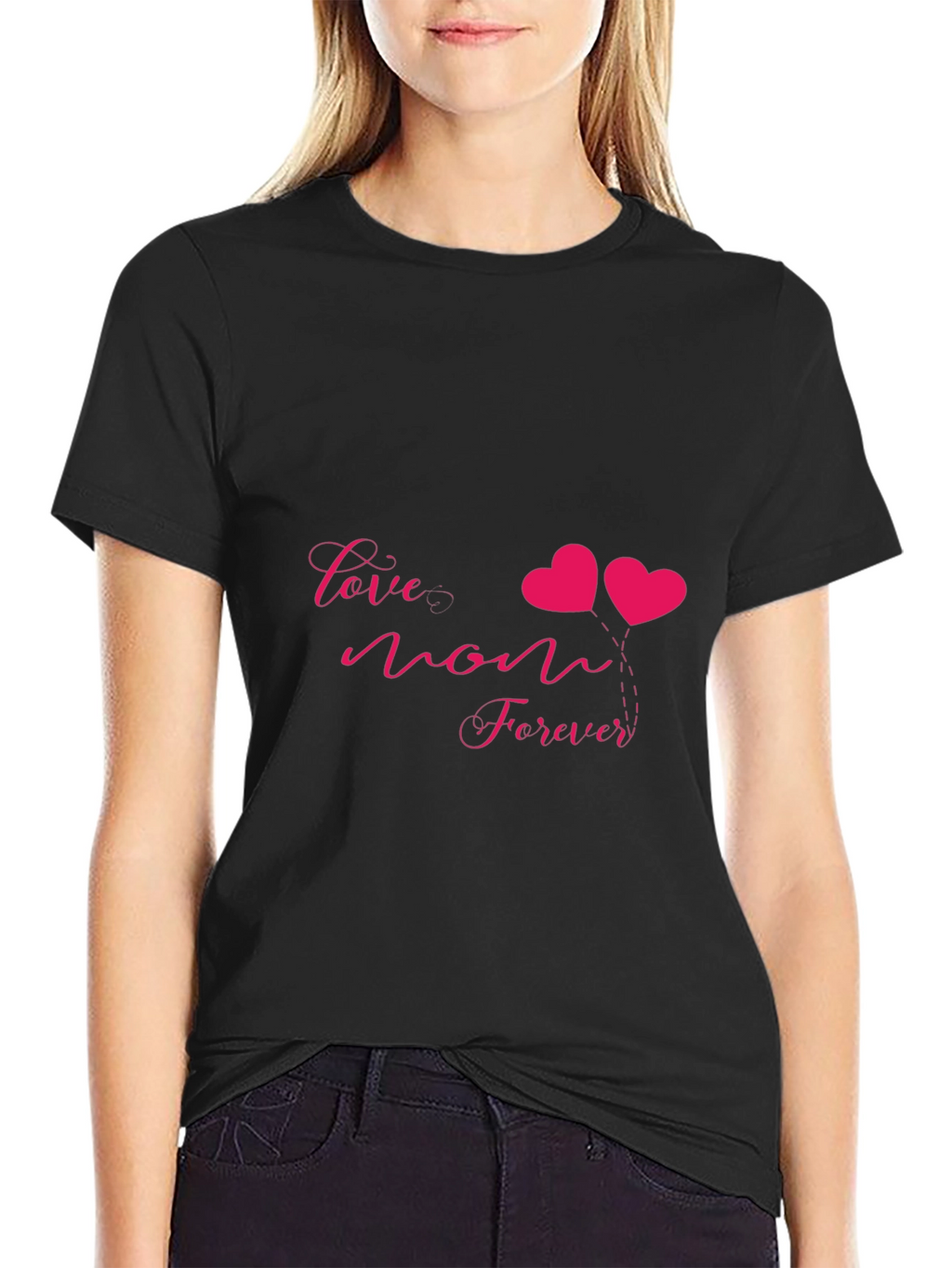 Love Mom Forever Graphic Tee - Black