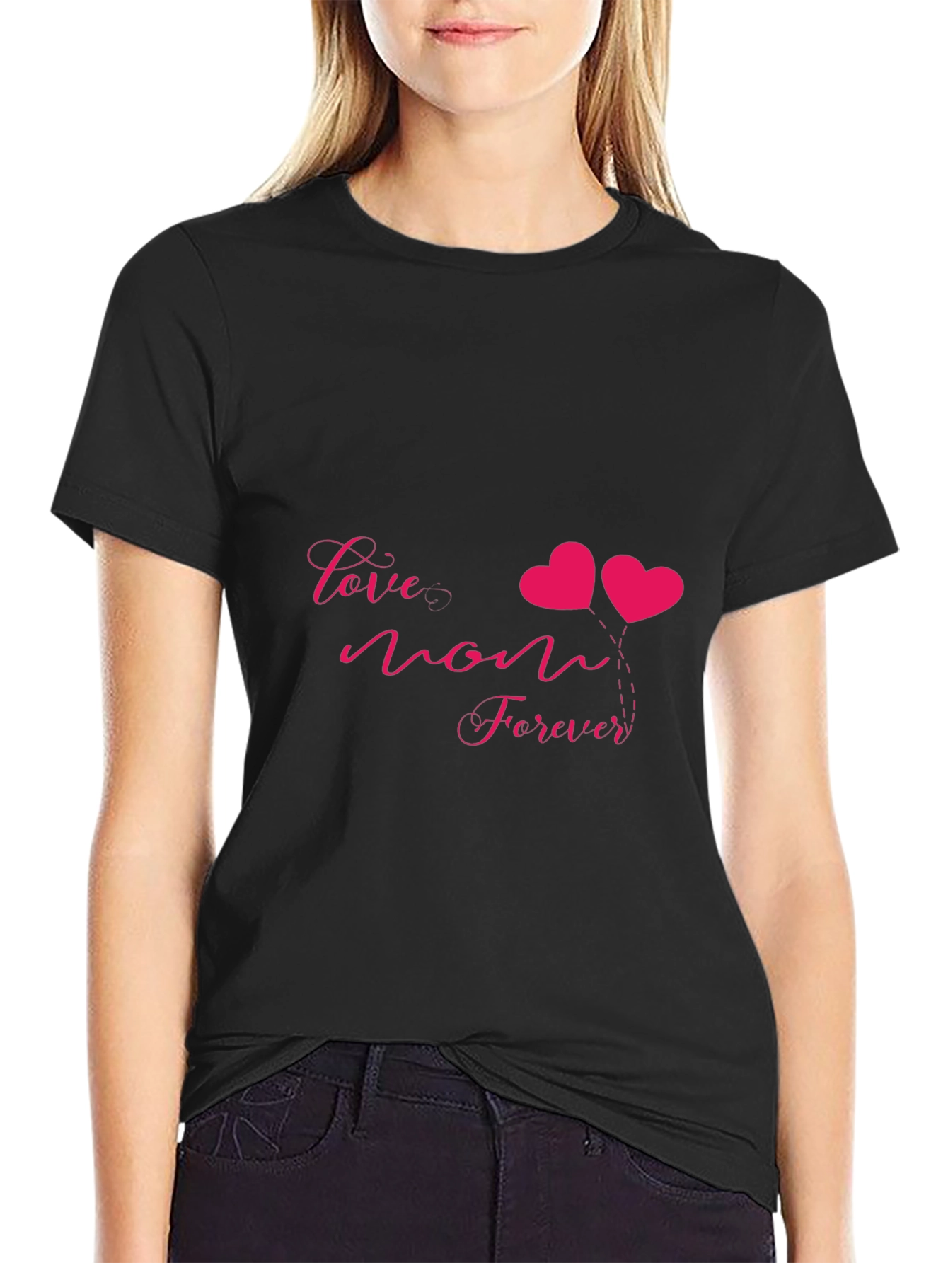 Love Mom Forever Graphic Tee - Black