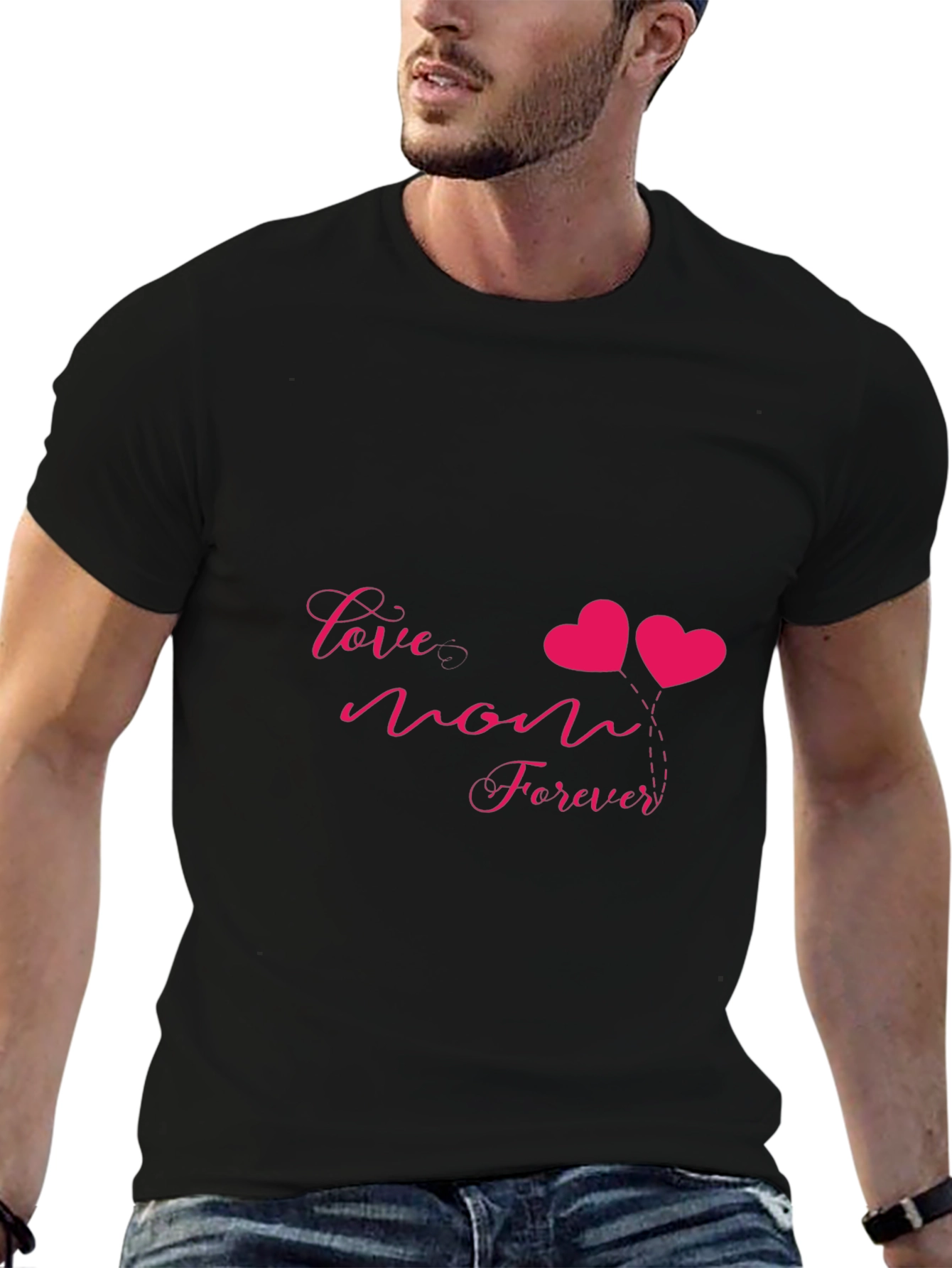 Love Mom Forever Graphic Tee - Black