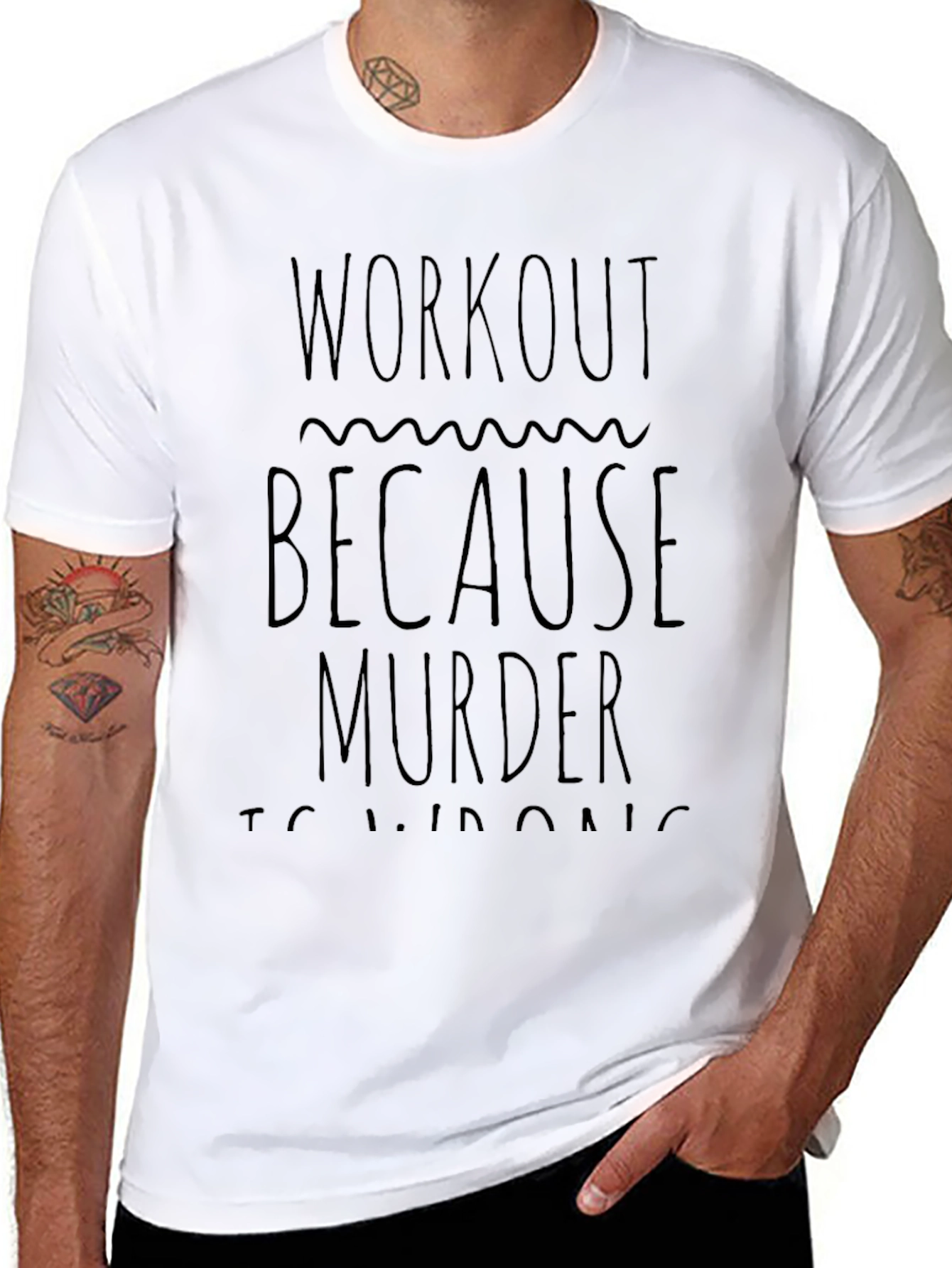 Workout Because Murder Is Wrong Black Graphic Tee