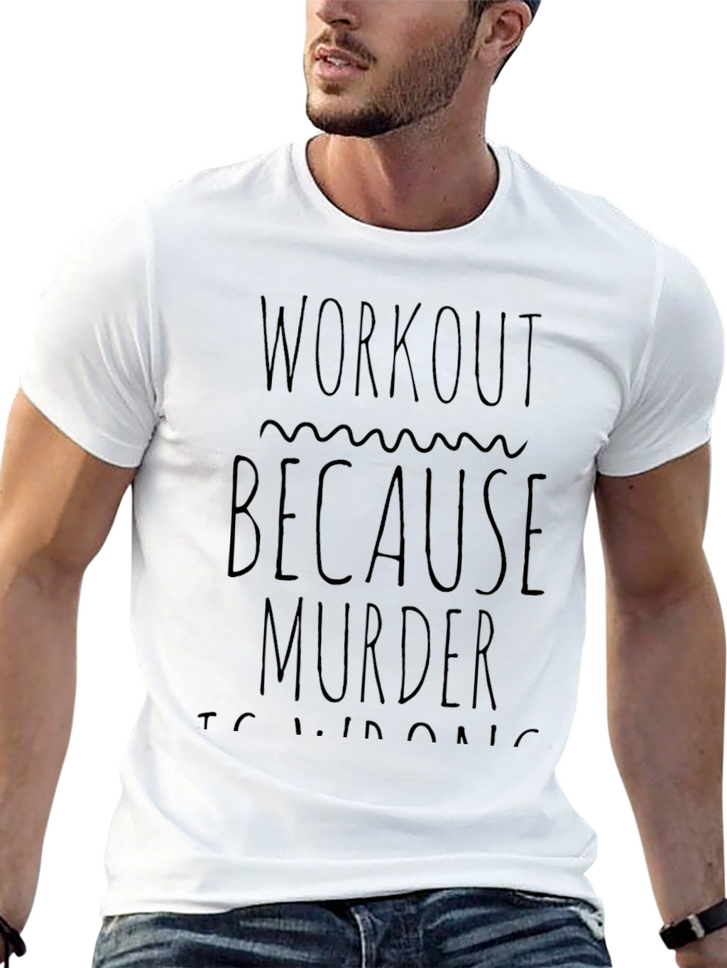 Workout Because Murder Is Wrong Black Graphic Tee