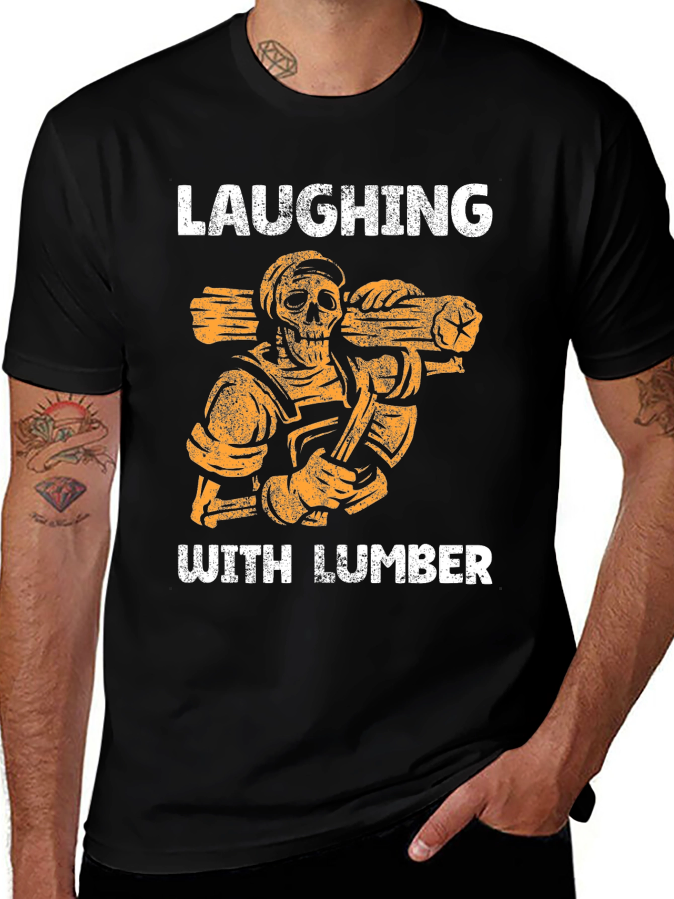 Laughing With Lumber Skeleton Graphic Tee
