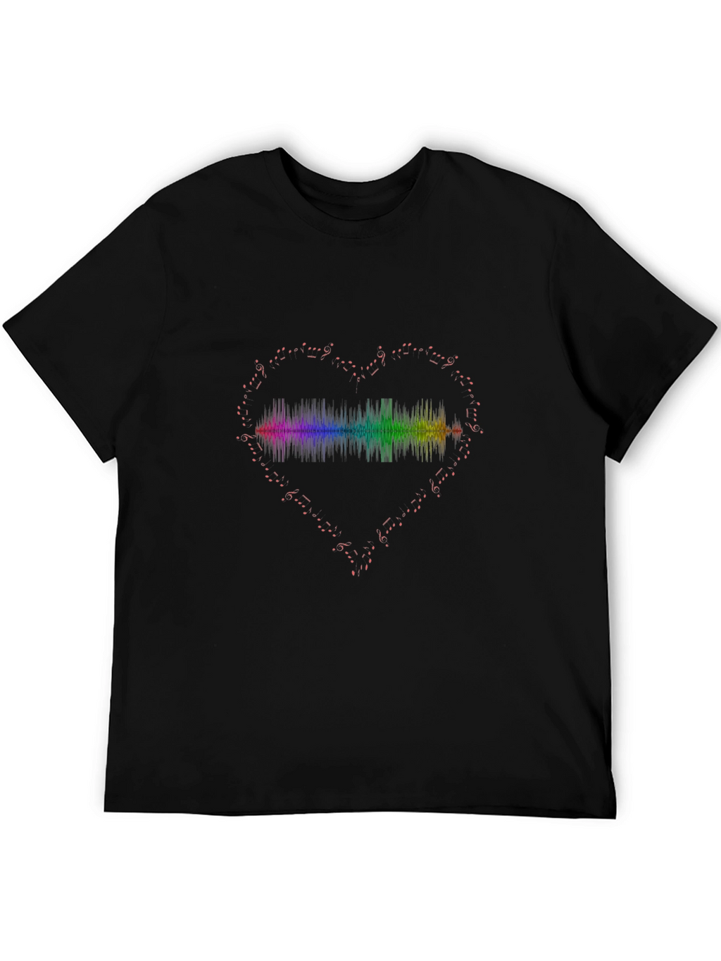 Rainbow Heartbeat Music Note Graphic Tee