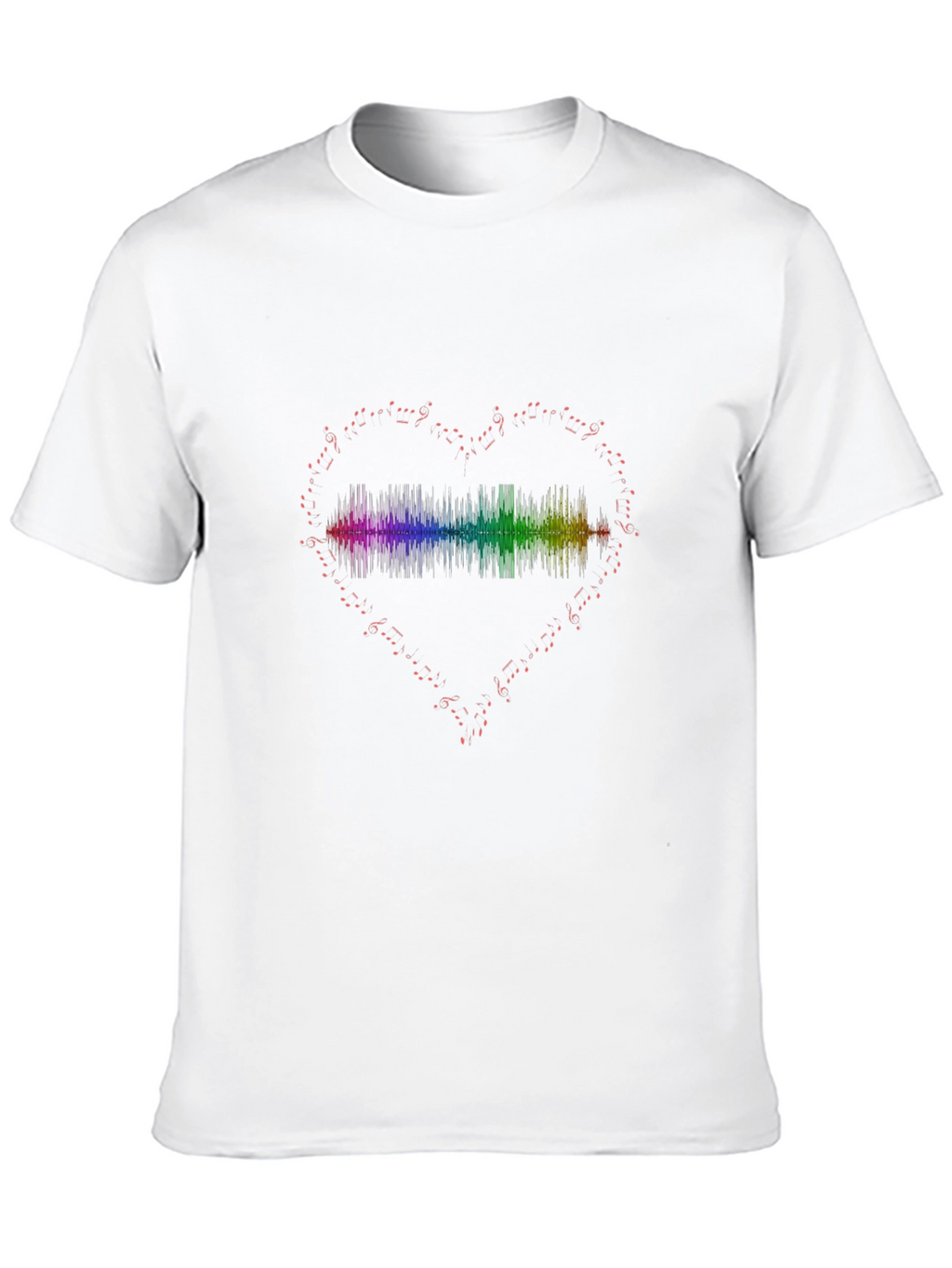 Rainbow Heartbeat Music Note Graphic Tee