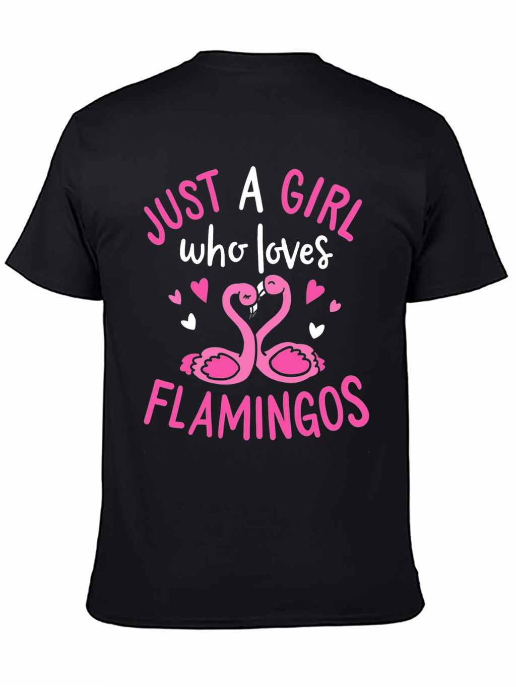 Girl Loves Flamingos Graphic Tee - Black