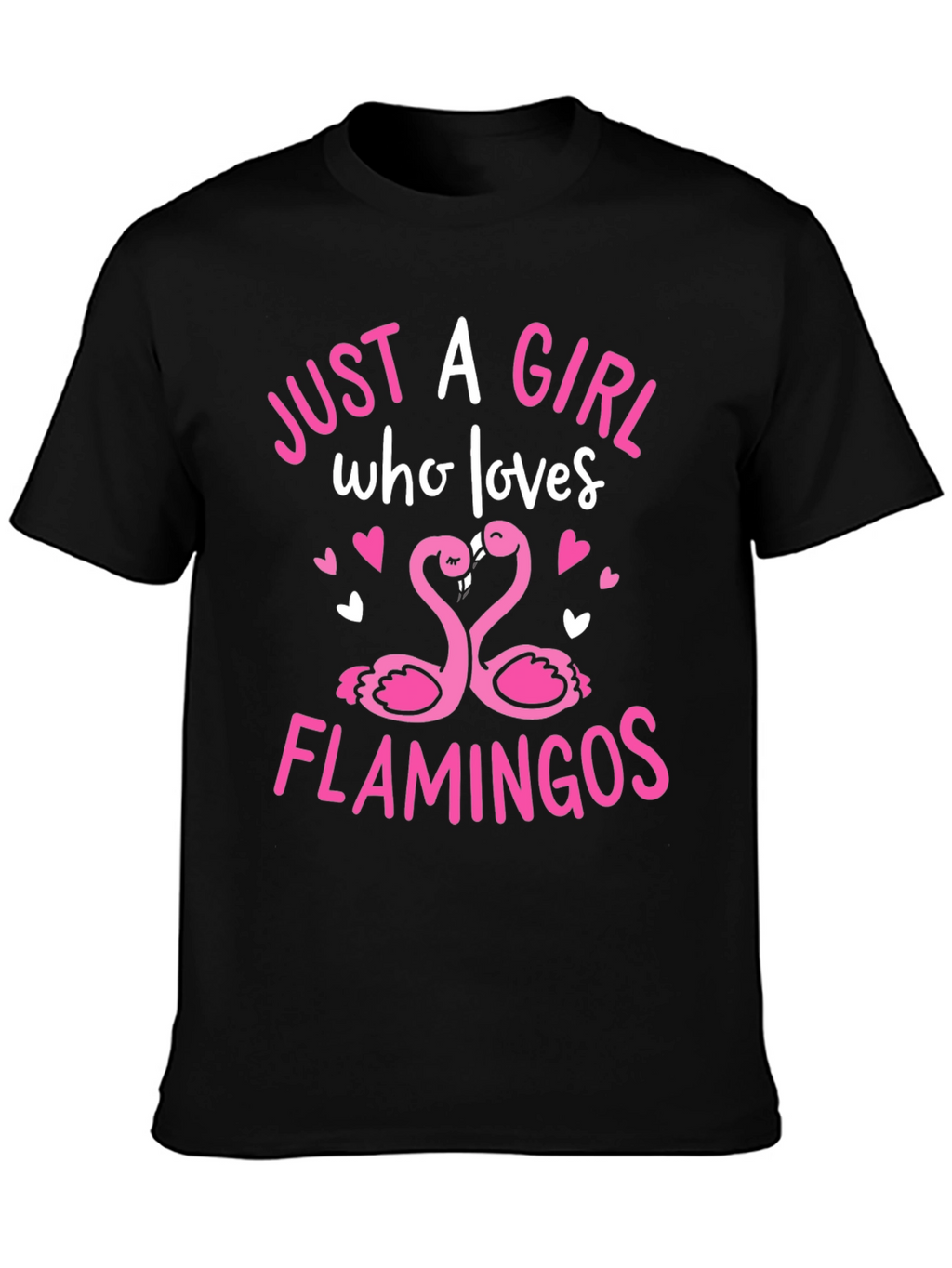 Girl Loves Flamingos Graphic Tee - Black
