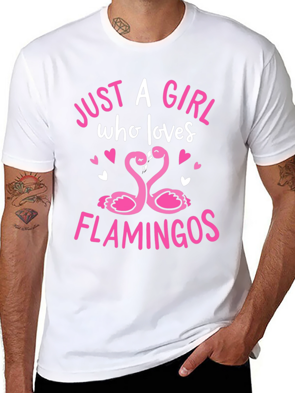 Girl Loves Flamingos Graphic Tee - Black