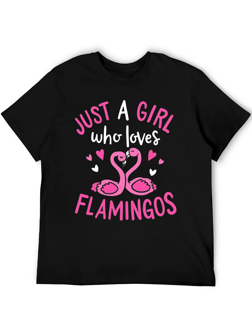 Girl Loves Flamingos Graphic Tee - Black