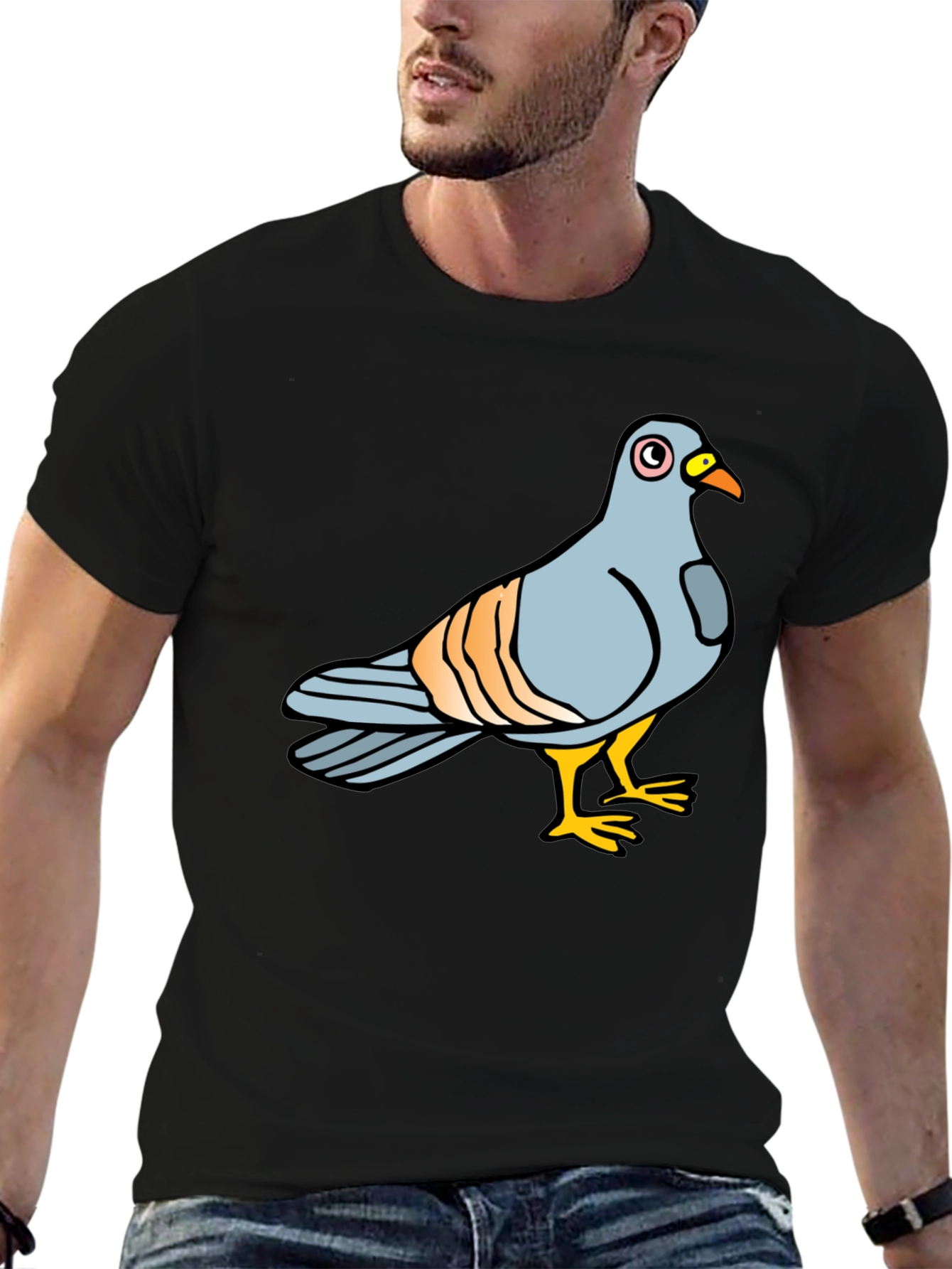 Pigeon Graphic Tee - Soft Cotton Black T-Shirt