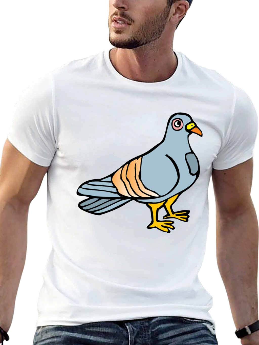 Pigeon Graphic Tee - Soft Cotton Black T-Shirt