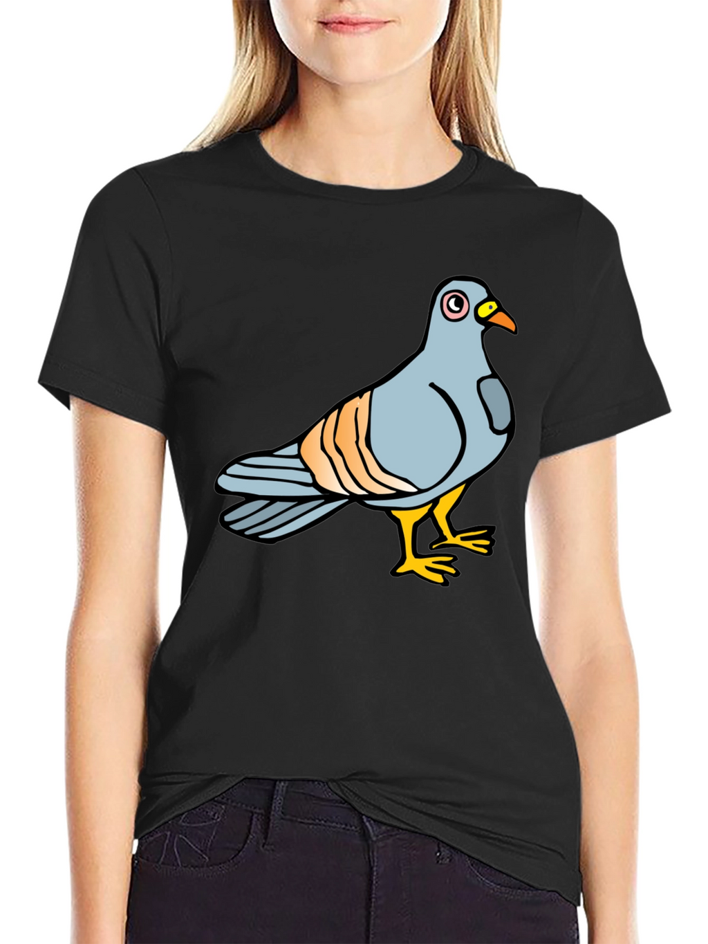 Pigeon Graphic Tee - Soft Cotton Black T-Shirt