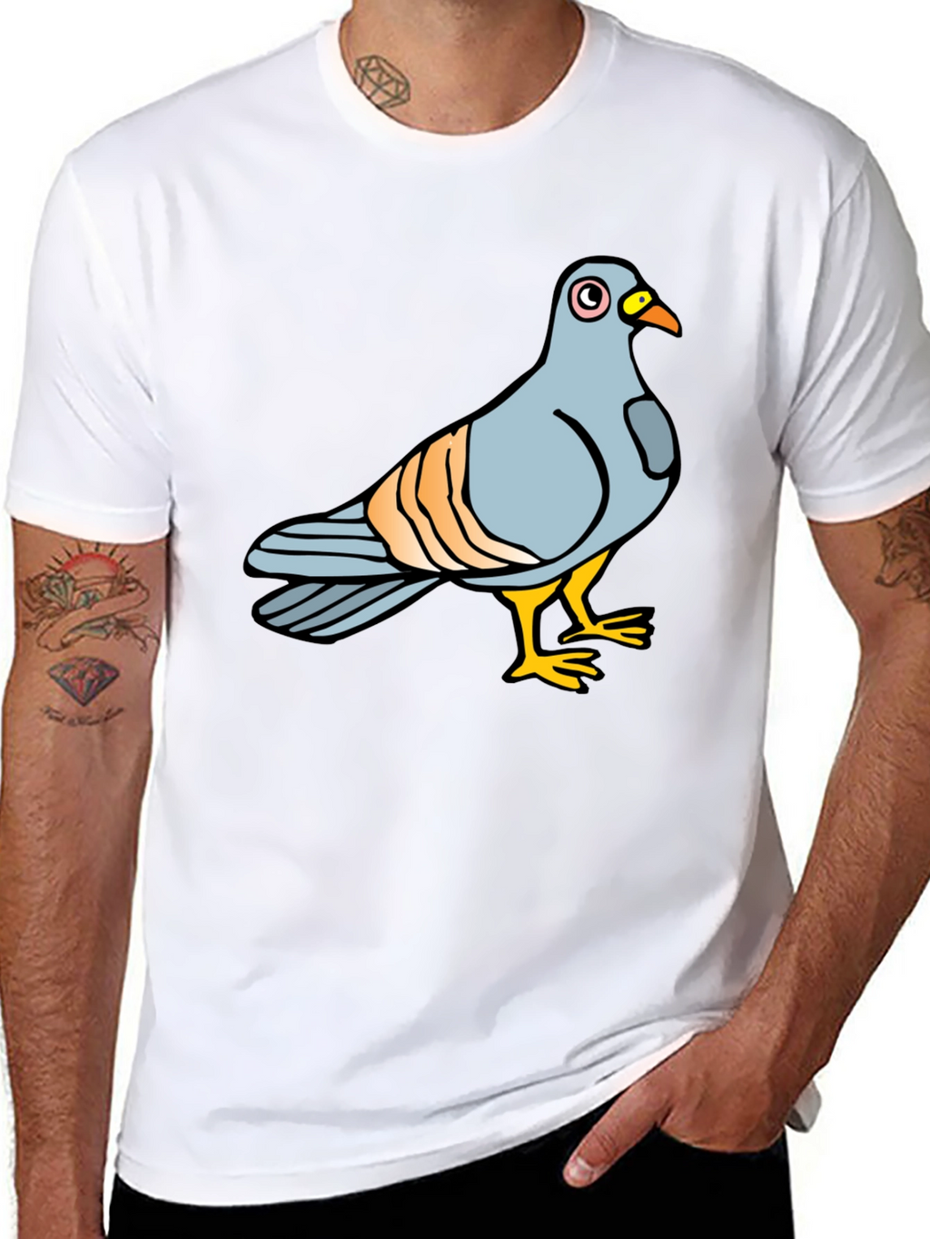 Pigeon Graphic Tee - Soft Cotton Black T-Shirt