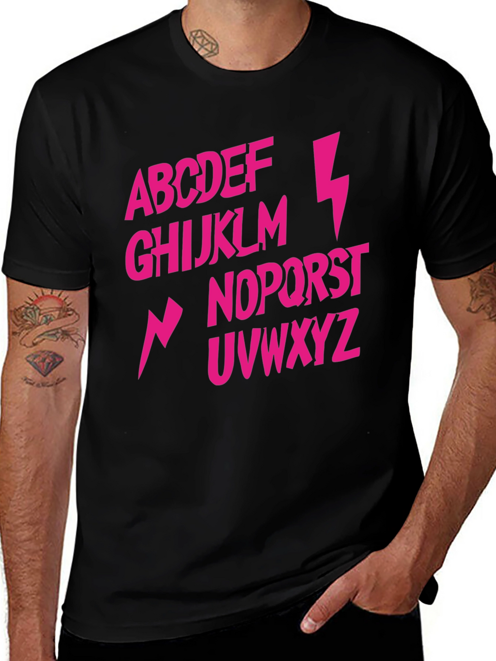 Alphabet Lightning Bolt T-Shirt - Rock and Roll Style