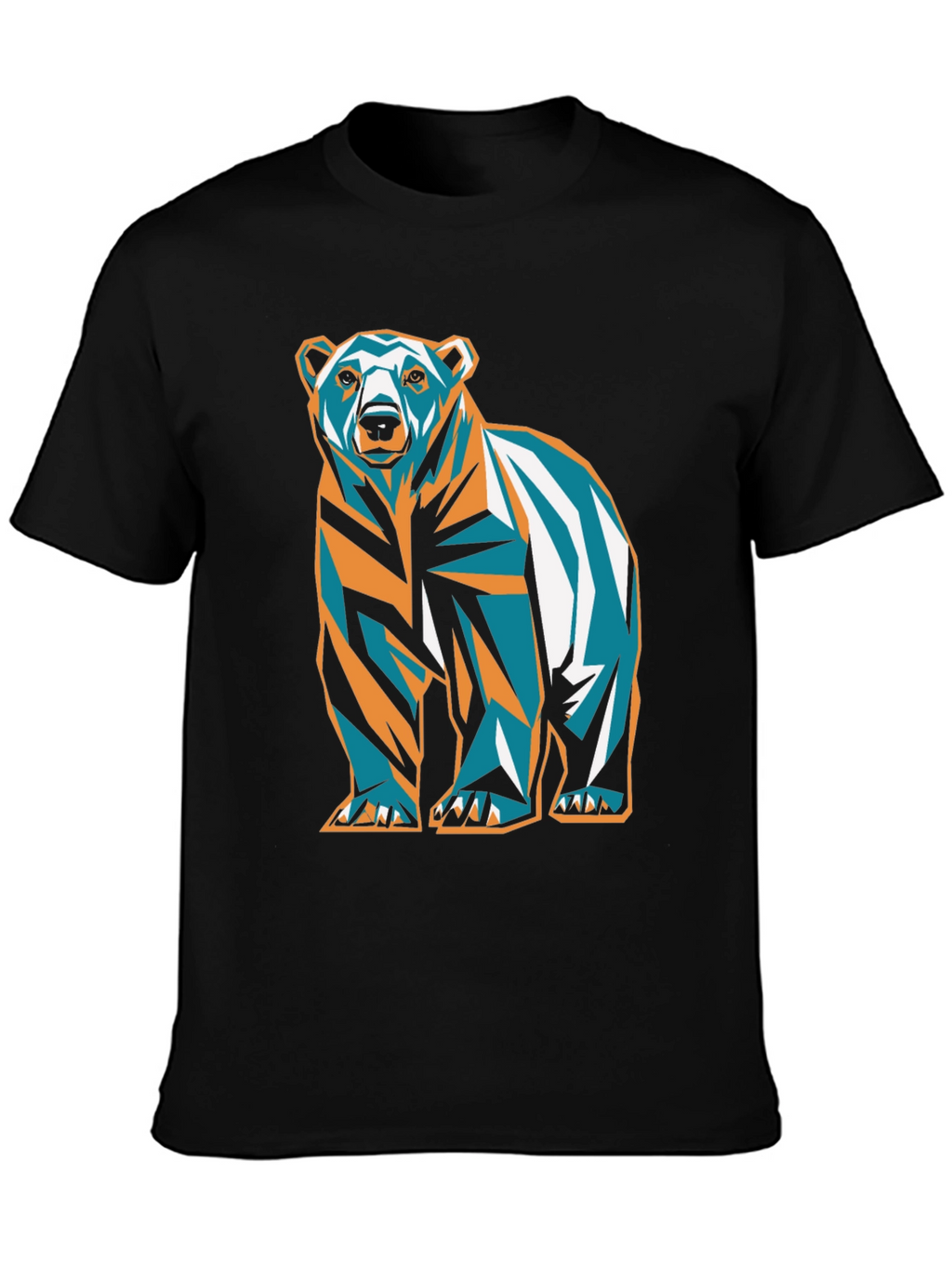 Geometric Bear Graphic Print T-Shirt