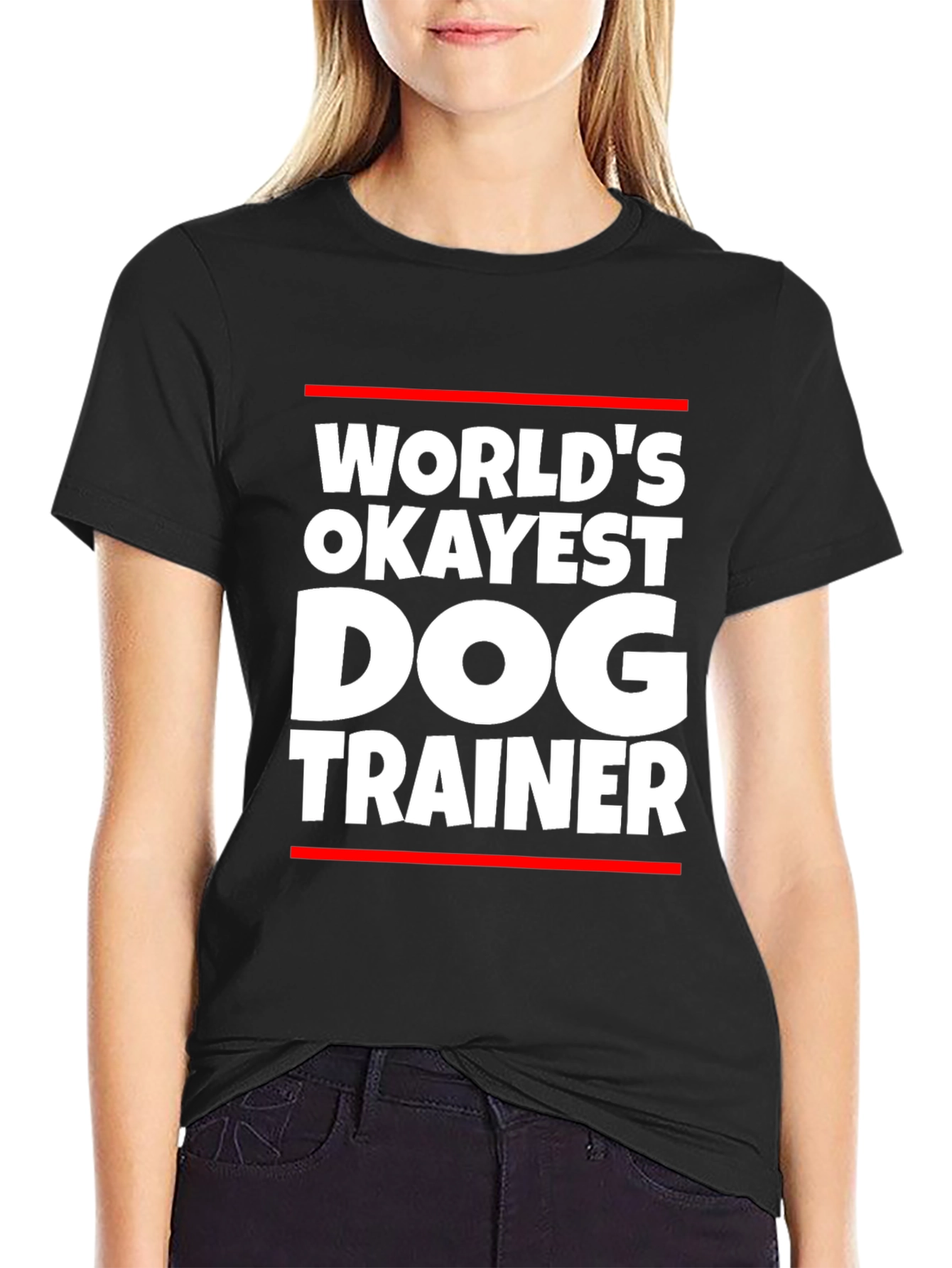 Worlds Okayest Dog Trainer T-Shirt - Funny Dog Lover Tee