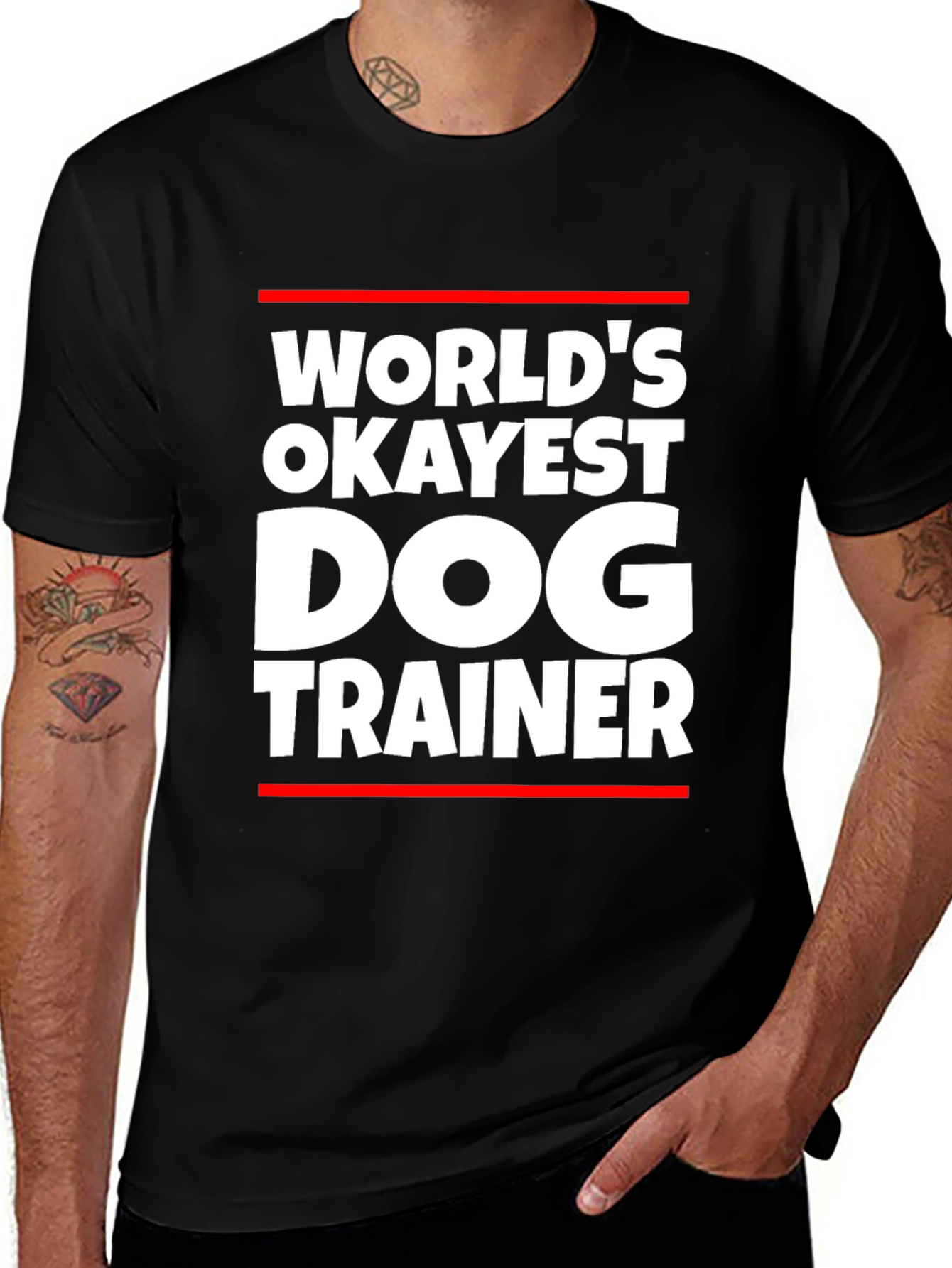 Worlds Okayest Dog Trainer T-Shirt - Funny Dog Lover Tee