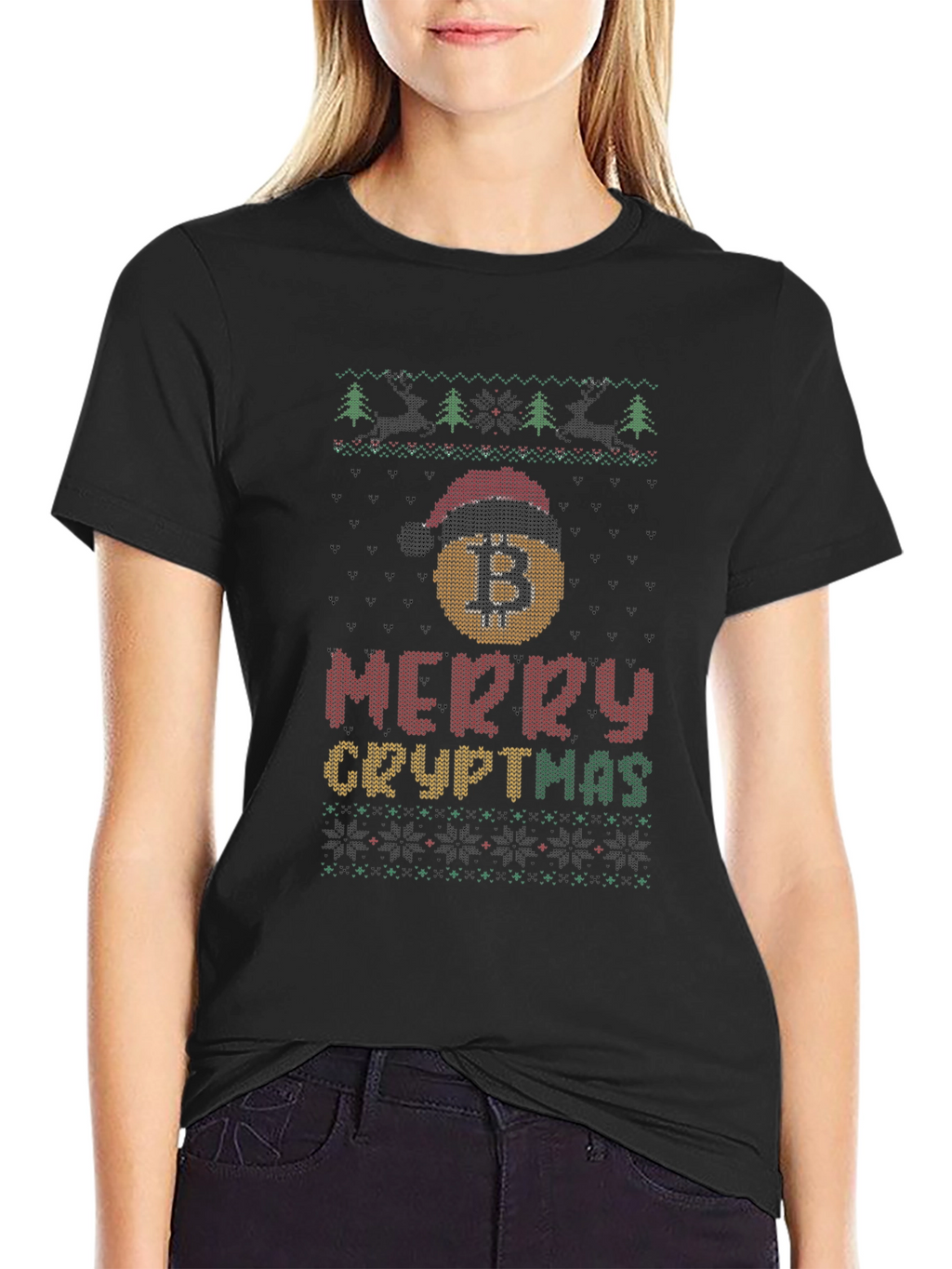 Merry Cryptmas Bitcoin Ugly Christmas T-Shirt