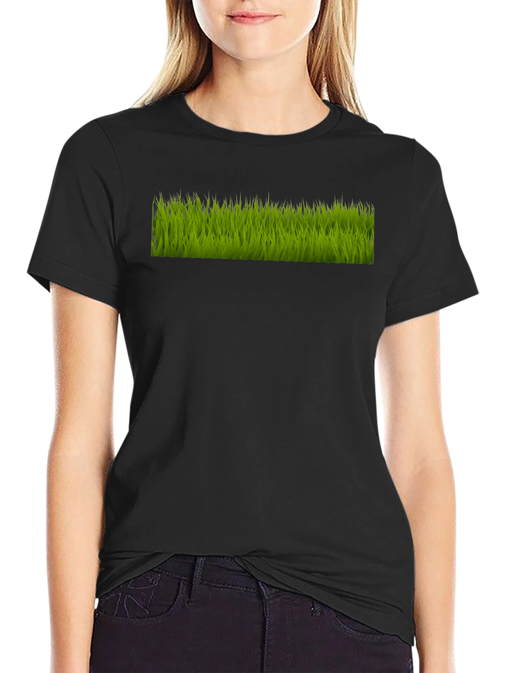 Green Grass Graphic Black T-Shirt