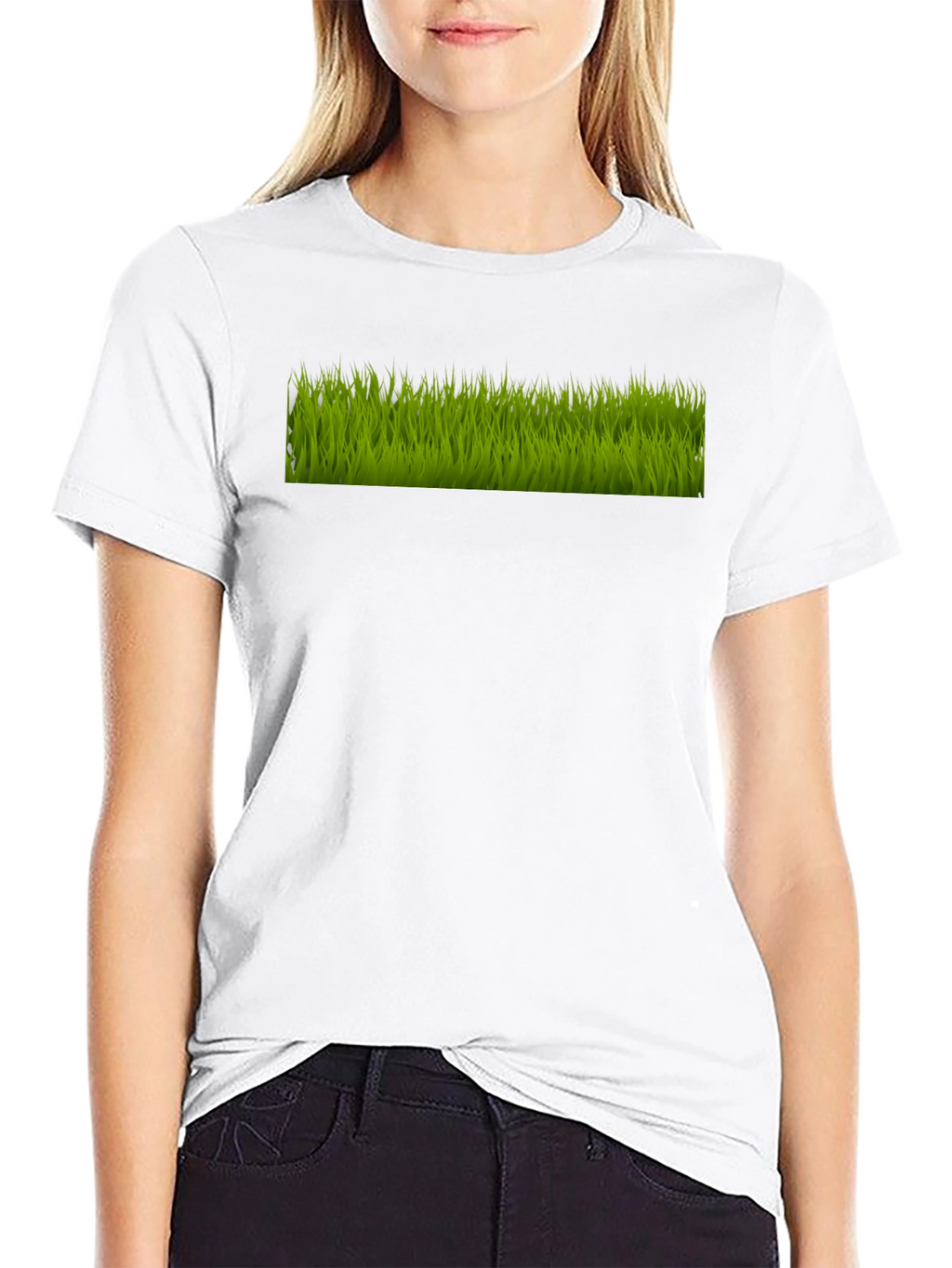 Green Grass Graphic Black T-Shirt