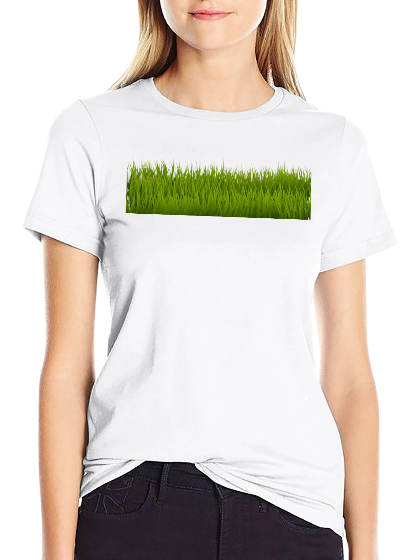 Green Grass Graphic Black T-Shirt