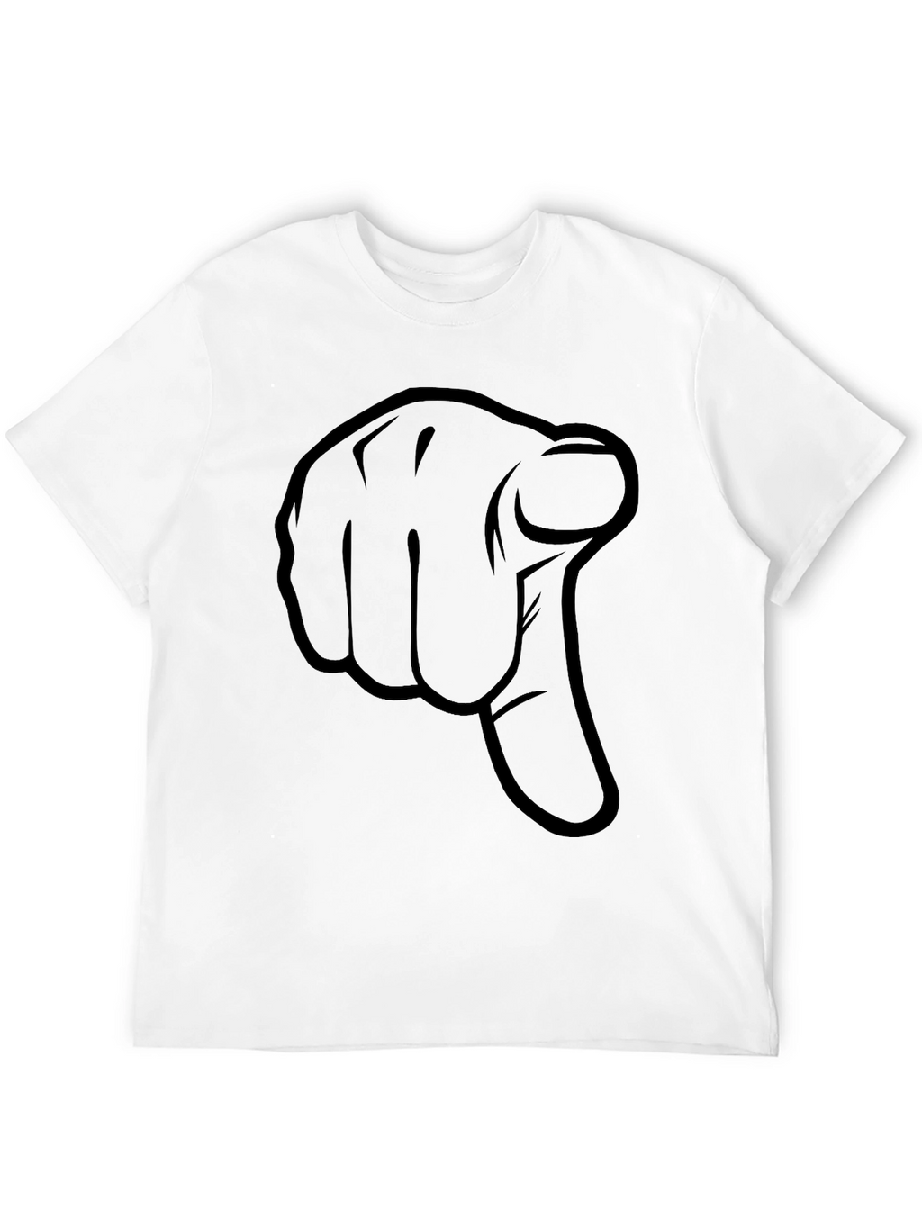 Pointing Finger Graphic Tee - Black Cotton T-Shirt