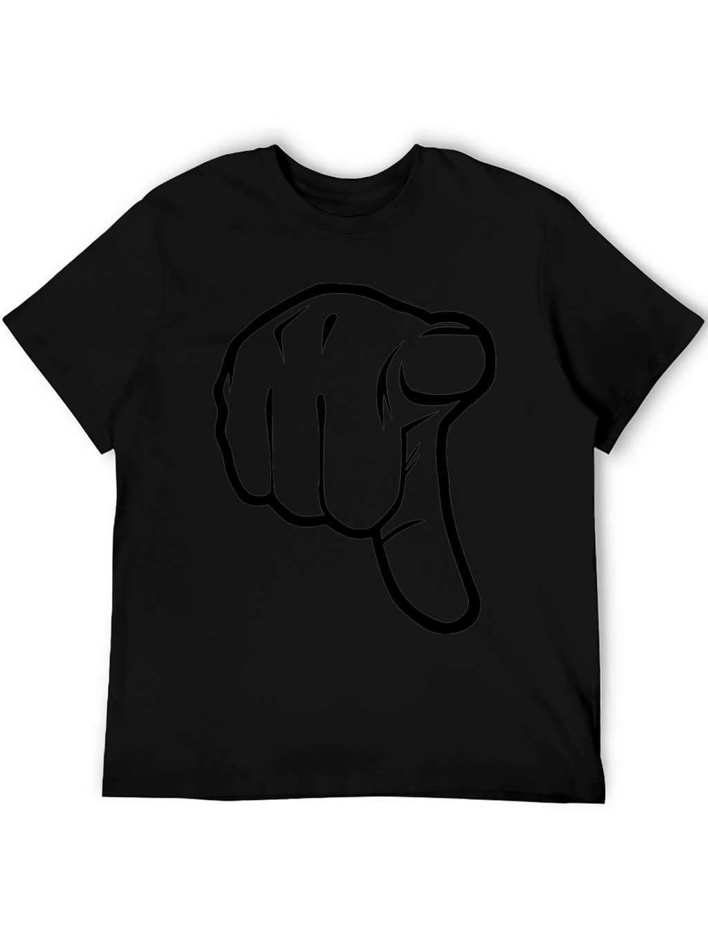 Pointing Finger Graphic Tee - Black Cotton T-Shirt