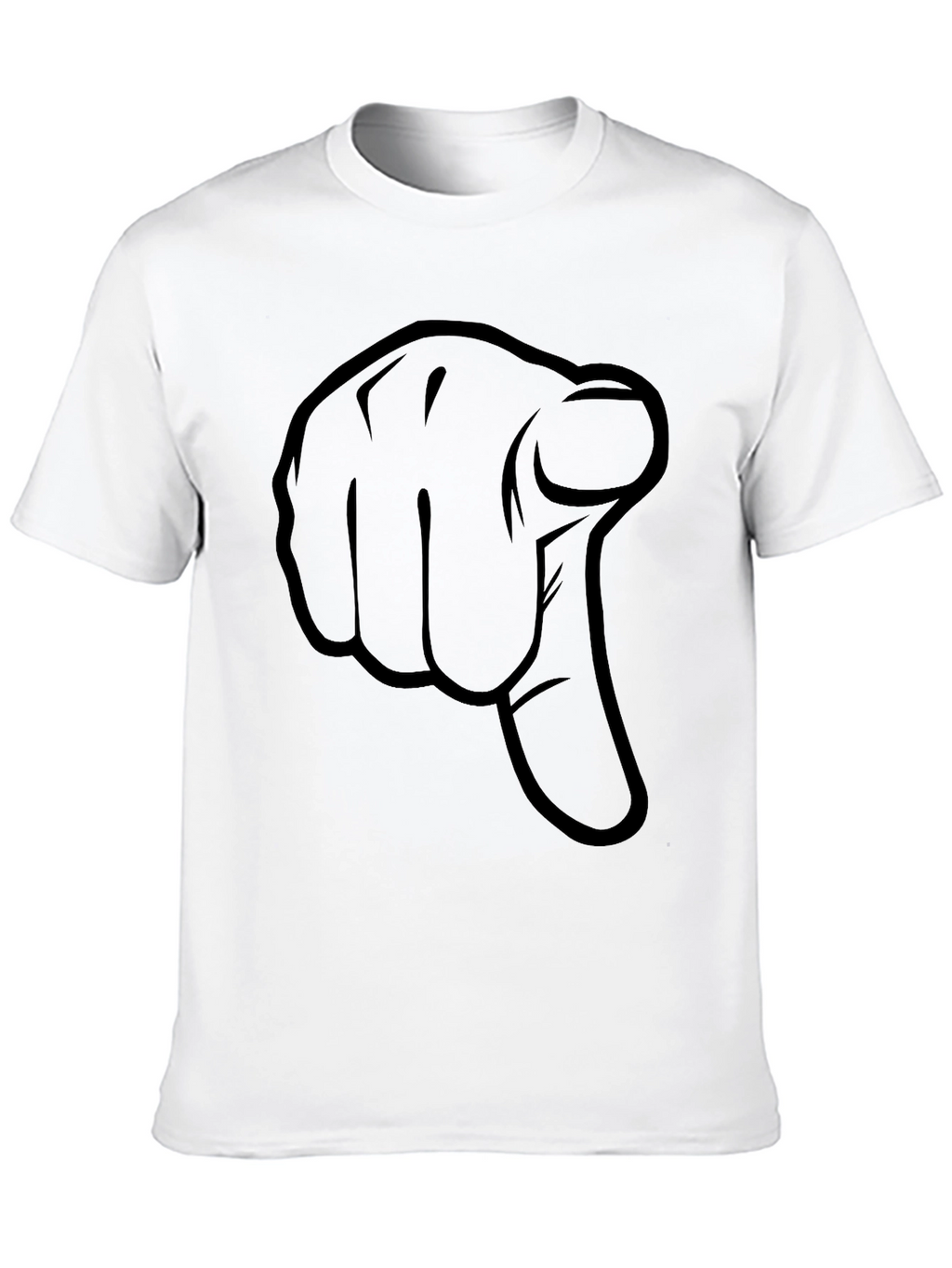 Pointing Finger Graphic Tee - Black Cotton T-Shirt