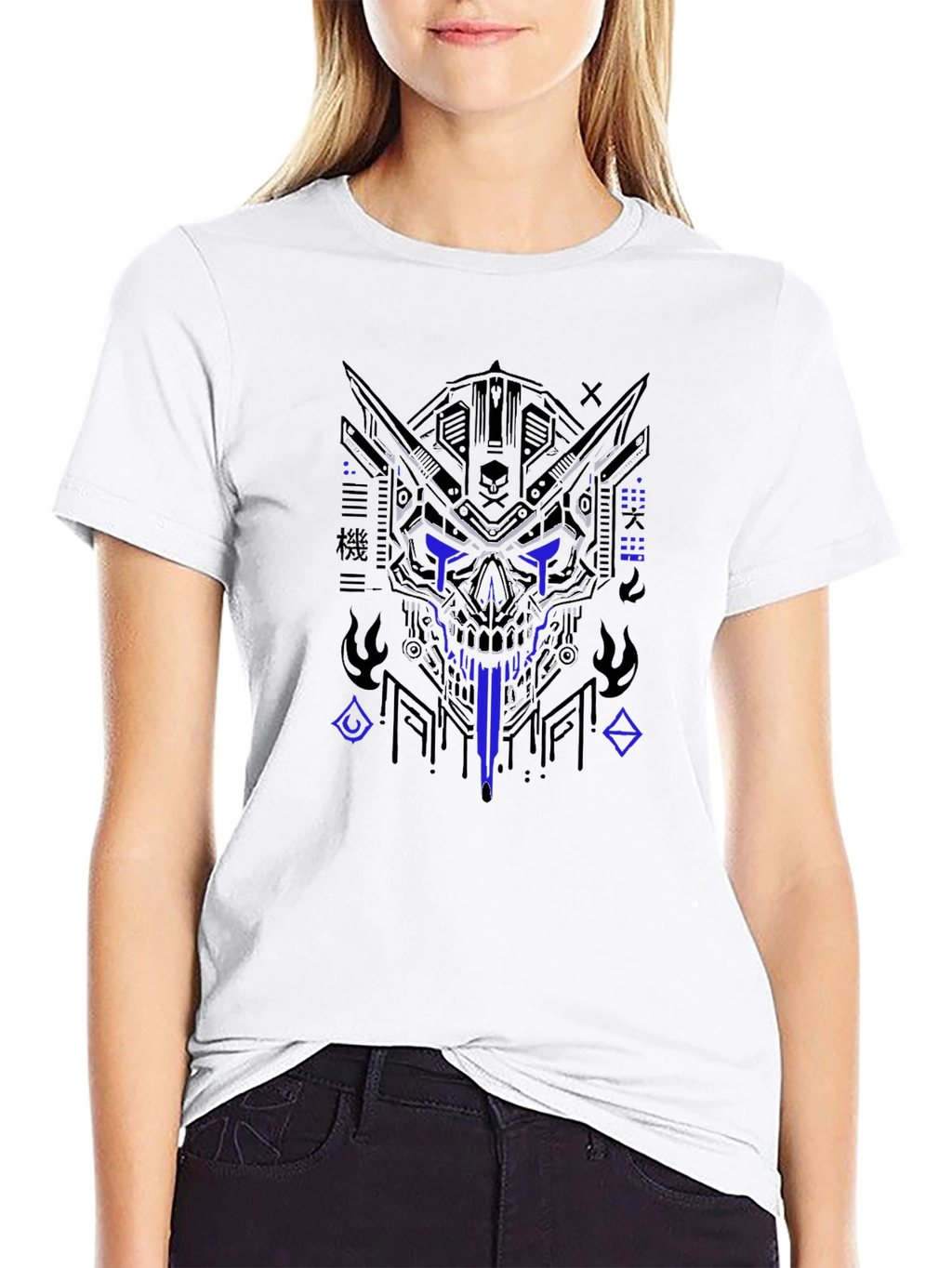 Cyberpunk Skull Graphic T-Shirt