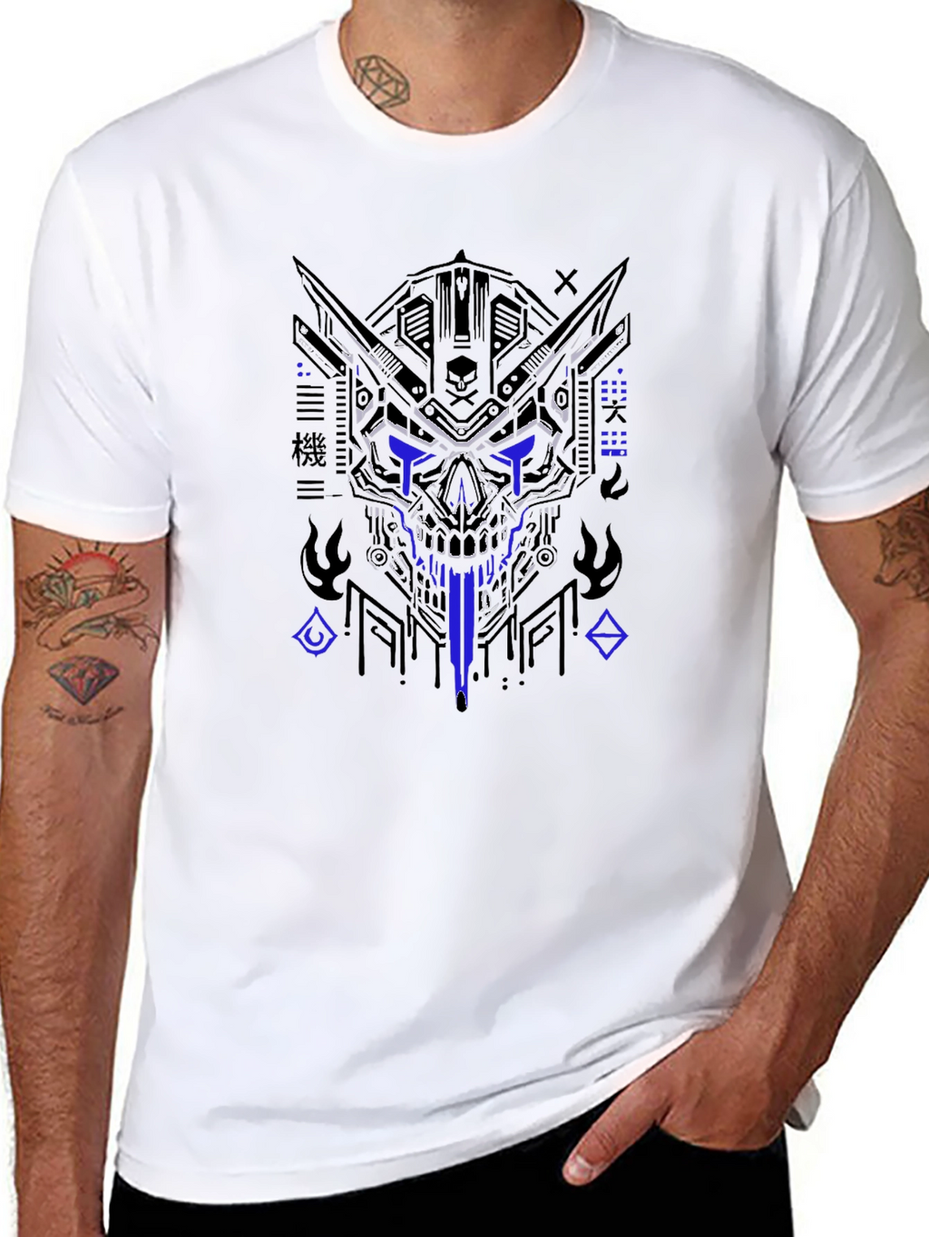 Cyberpunk Skull Graphic T-Shirt
