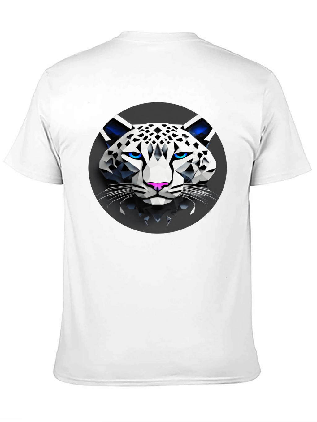 Geometric Snow Leopard Graphic T-Shirt - Black