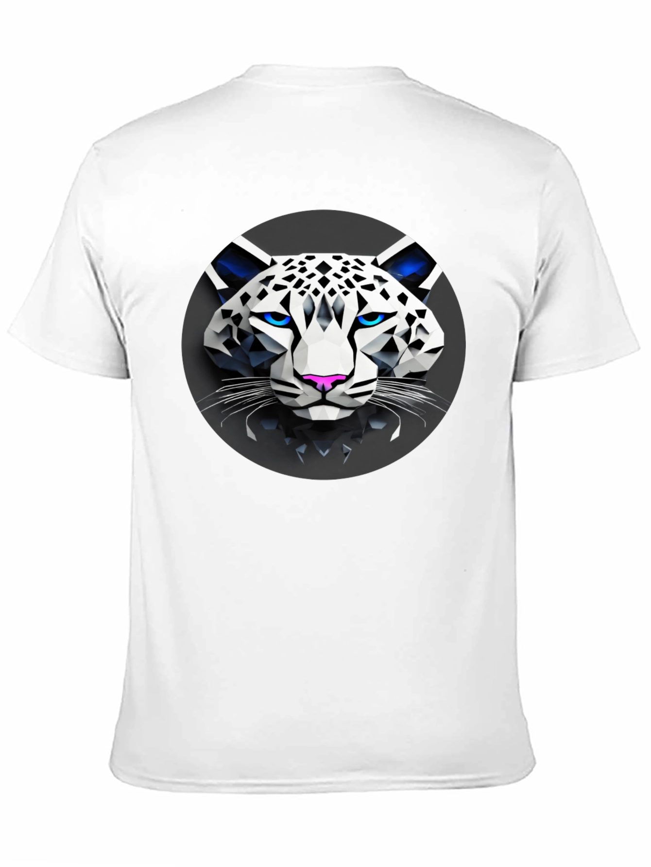 Geometric Snow Leopard Graphic T-Shirt - Black