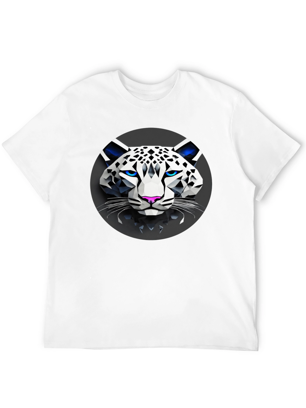 Geometric Snow Leopard Graphic T-Shirt - Black