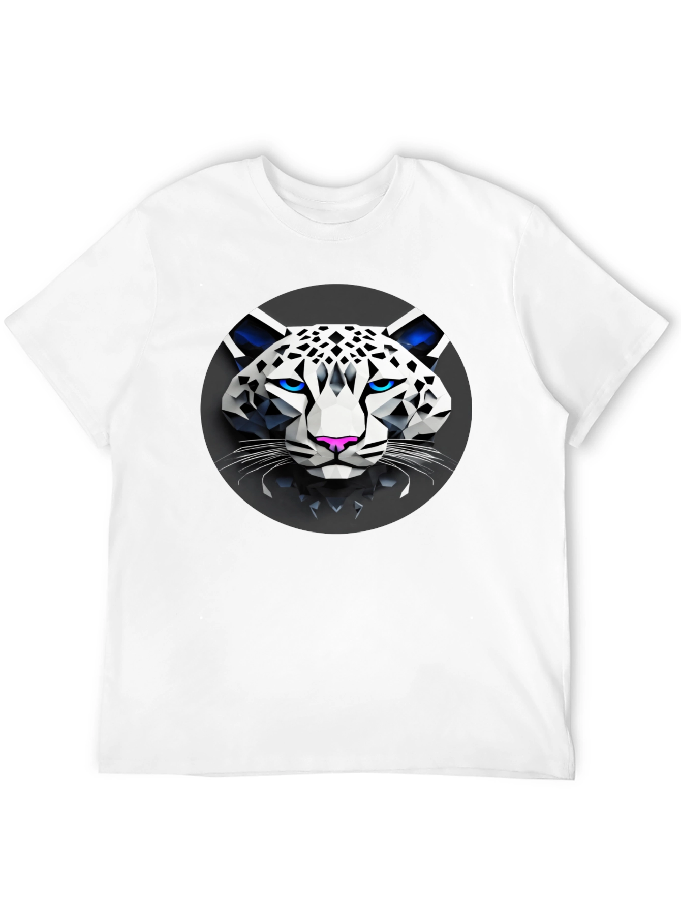 Geometric Snow Leopard Graphic T-Shirt - Black