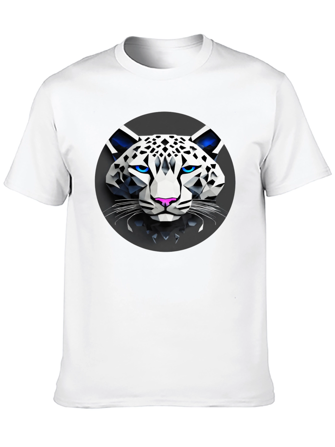 Geometric Snow Leopard Graphic T-Shirt - Black