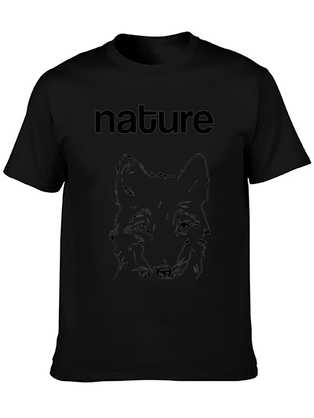 Nature Wolf Graphic Print Mens Black T-Shirt