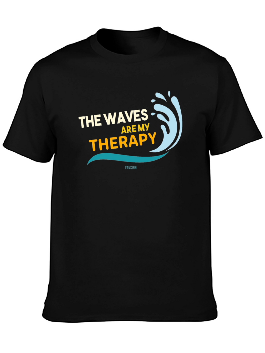 Waves Are My Therapy Black Graphic Tee