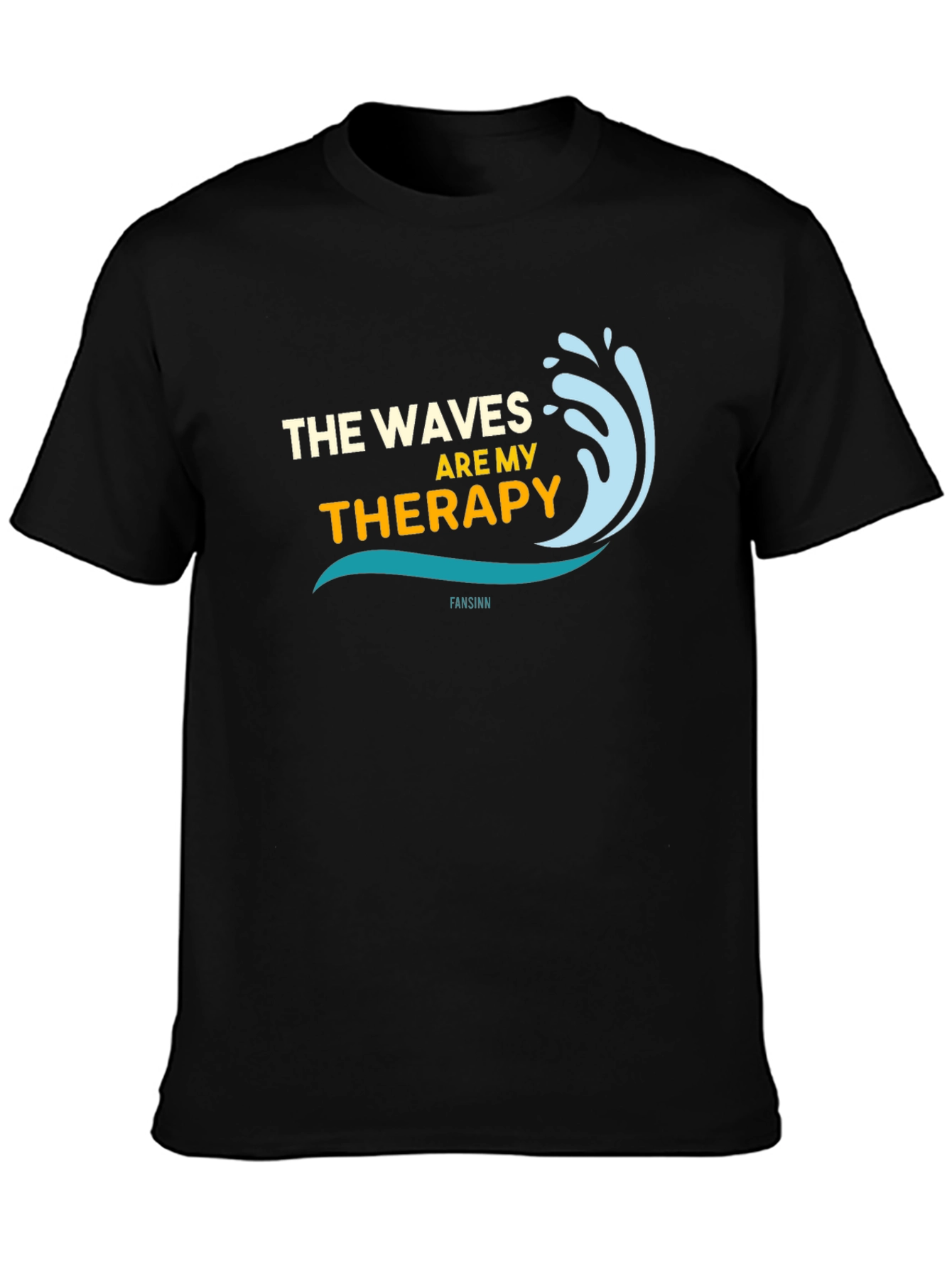Waves Are My Therapy Black Graphic Tee
