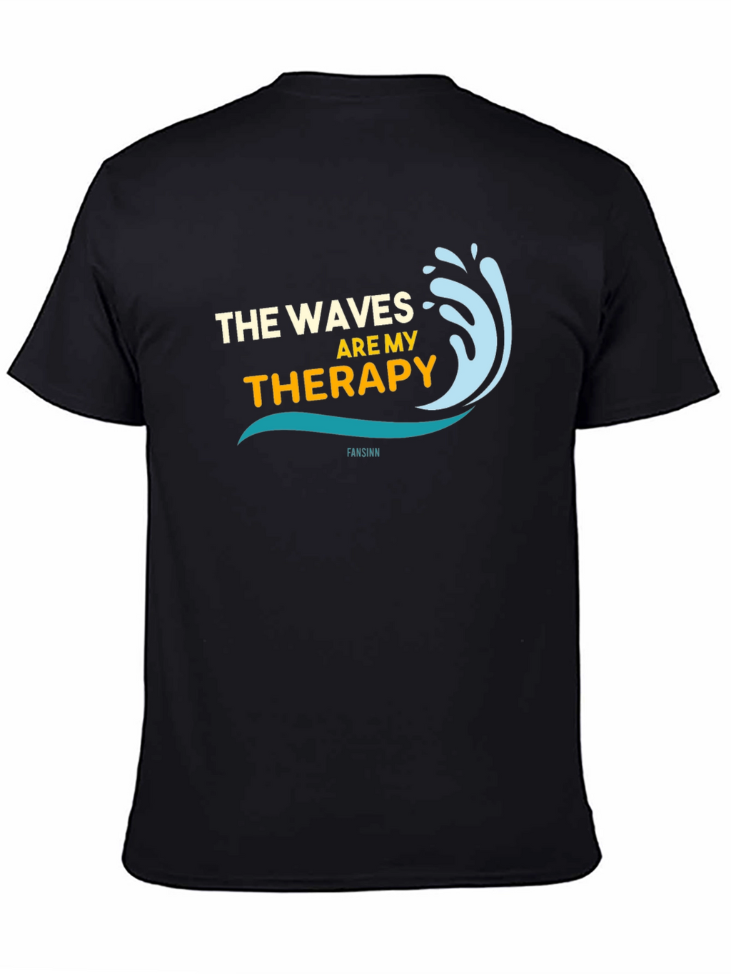 Waves Are My Therapy Black Graphic Tee