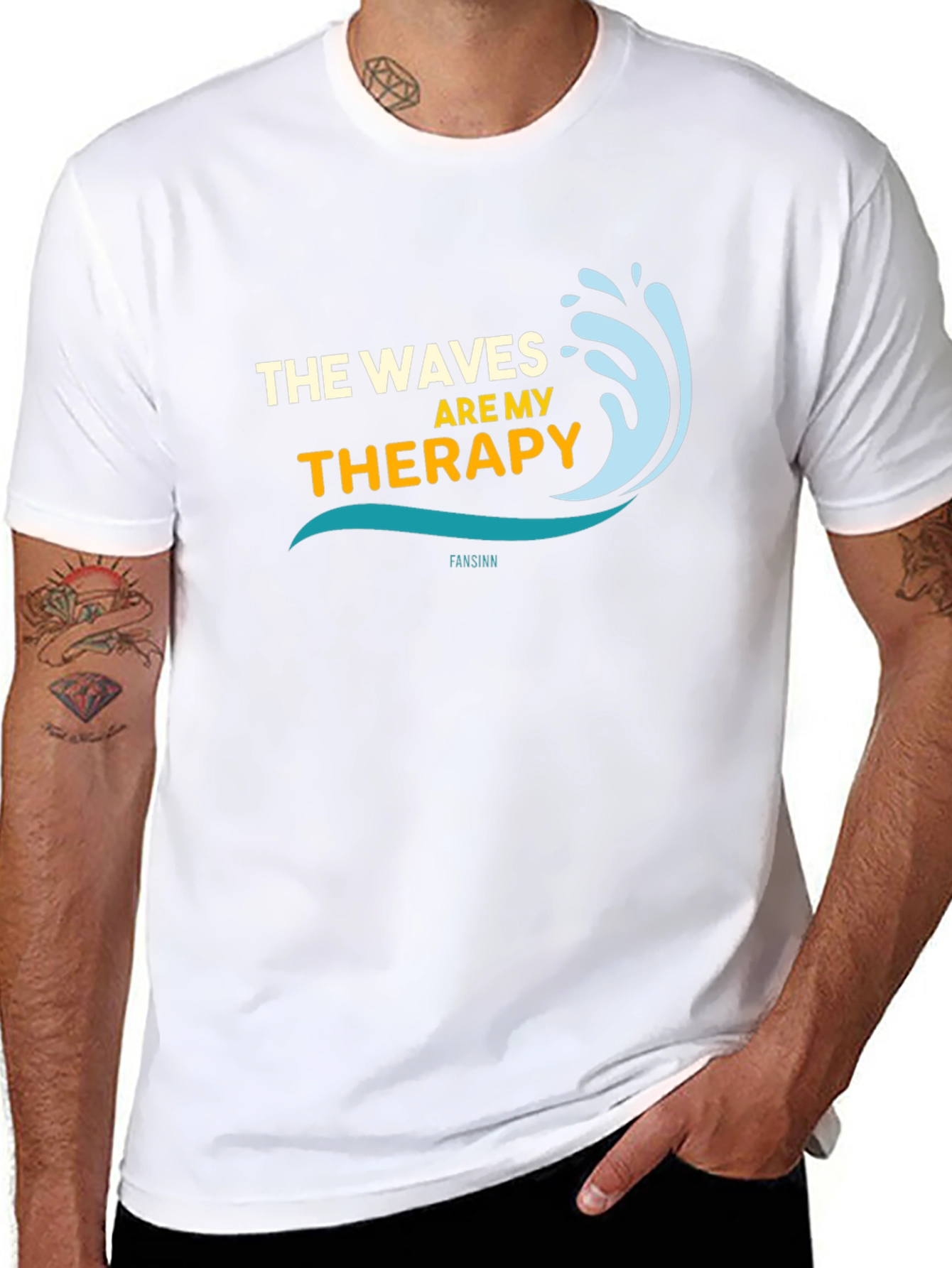 Waves Are My Therapy Black Graphic Tee