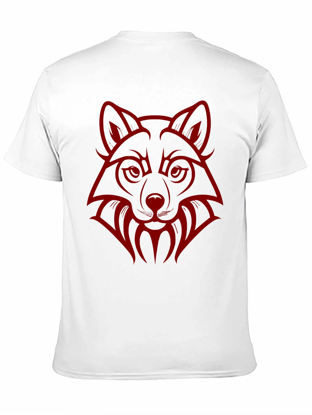 Wolf Head Graphic Print Crew Neck T-Shirt