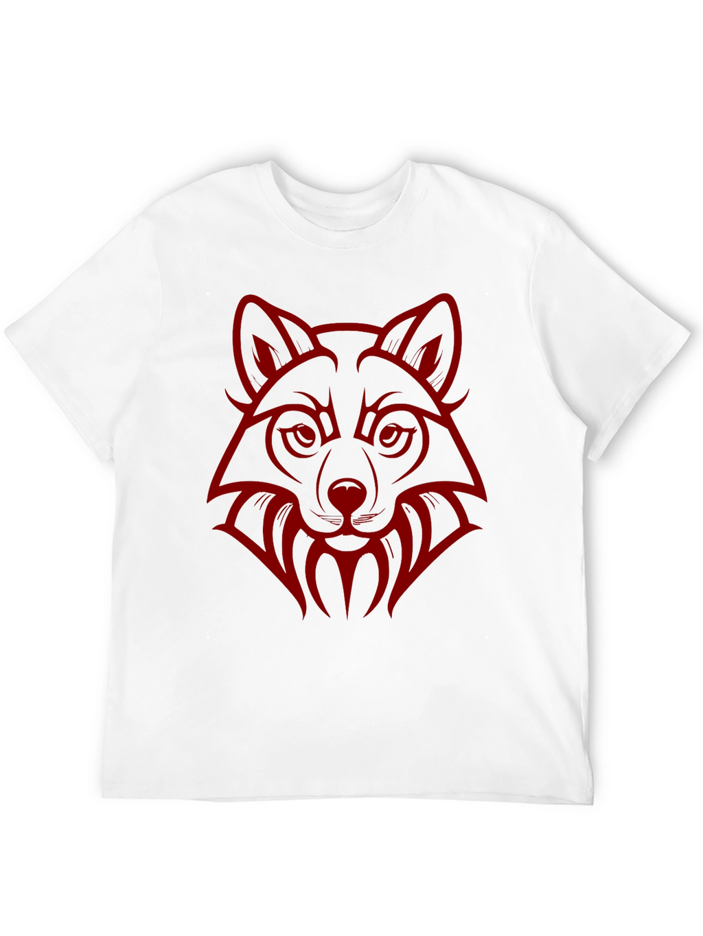 Wolf Head Graphic Print Crew Neck T-Shirt