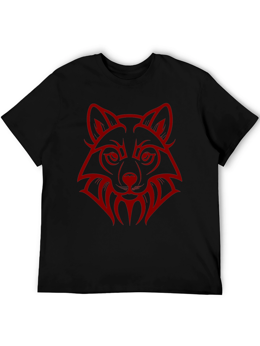 Wolf Head Graphic Print Crew Neck T-Shirt
